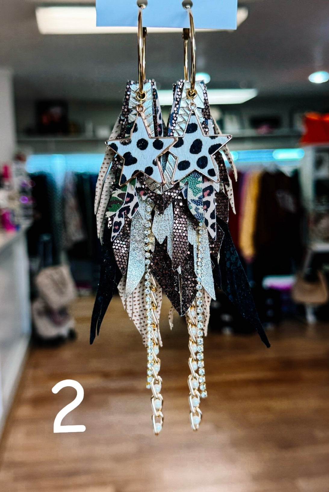 Jak Sprat Feral & Fabulous-Army Camo Collection: Medium Mic Drop Dangles-Jewelry - Earrings-Dear Me Southern Boutique, located in DeRidder, Louisiana
