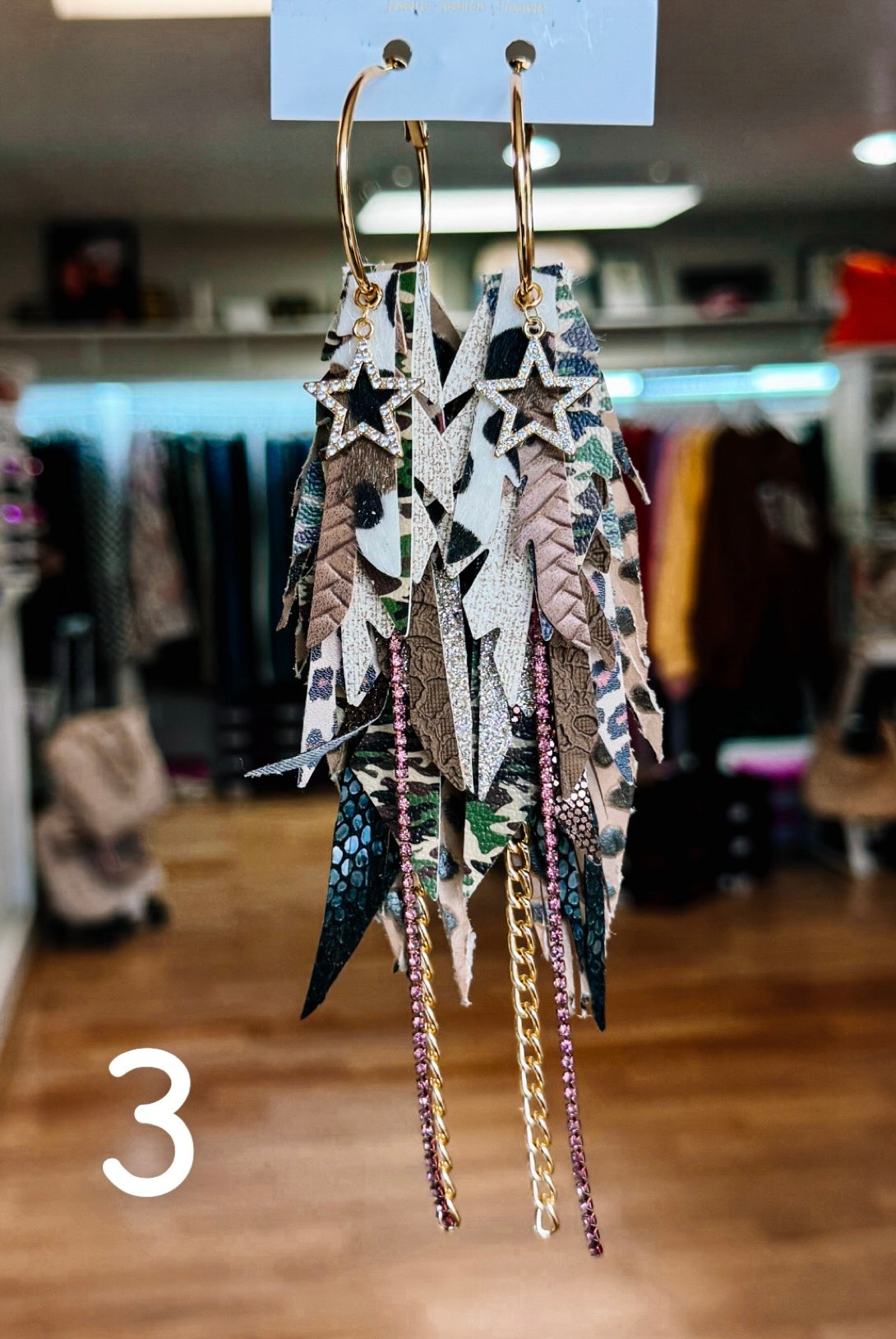 Jak Sprat Feral & Fabulous-Army Camo Collection: Medium Mic Drop Dangles-Jewelry - Earrings-Dear Me Southern Boutique, located in DeRidder, Louisiana