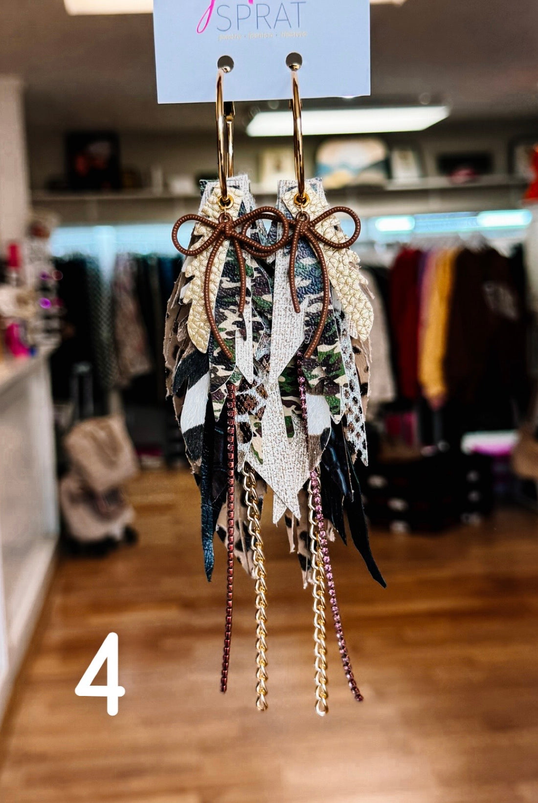 Jak Sprat Feral & Fabulous-Army Camo Collection: Medium Mic Drop Dangles-Jewelry - Earrings-Dear Me Southern Boutique, located in DeRidder, Louisiana