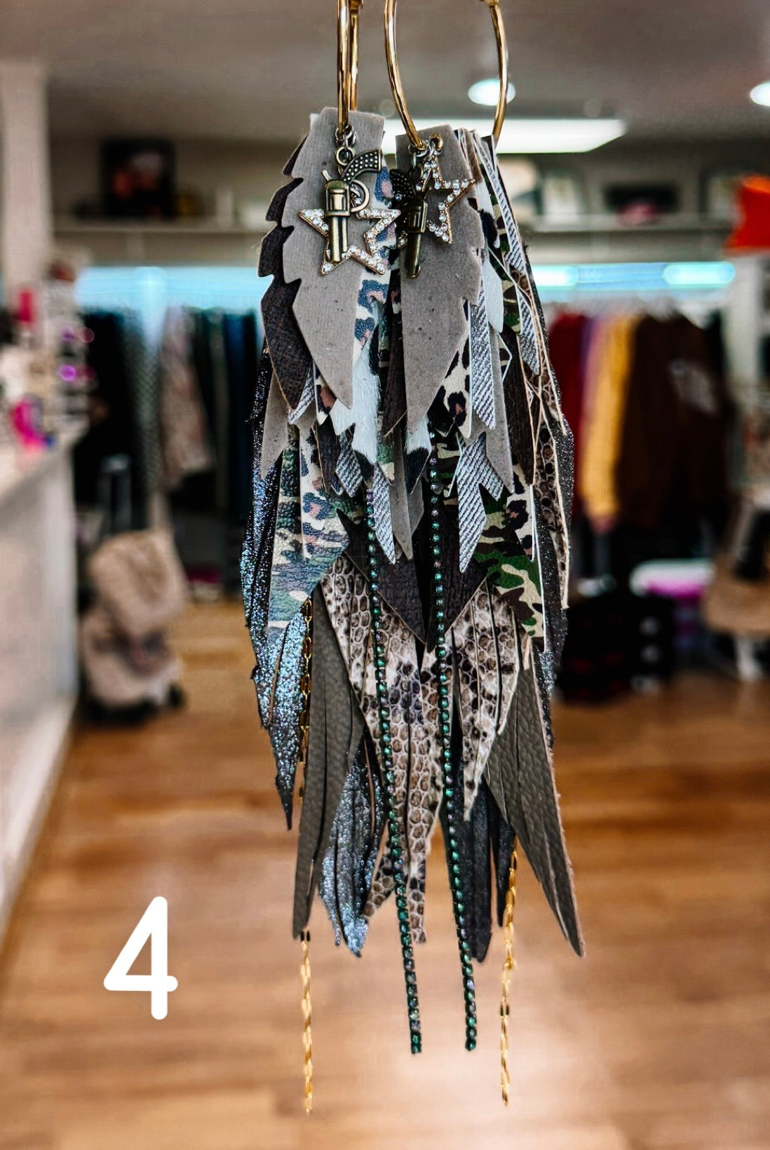 Jak Sprat Feral & Fabulous-Army Camo Collection: Mega Mic Drop Dangles-Jewelry - Earrings-Dear Me Southern Boutique, located in DeRidder, Louisiana