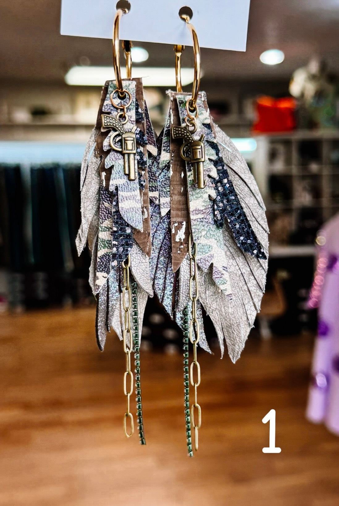 Jak Sprat Feral & Fabulous-Army Camo Collection: Mini Mic Drop Dangles-Jewelry - Earrings-Dear Me Southern Boutique, located in DeRidder, Louisiana