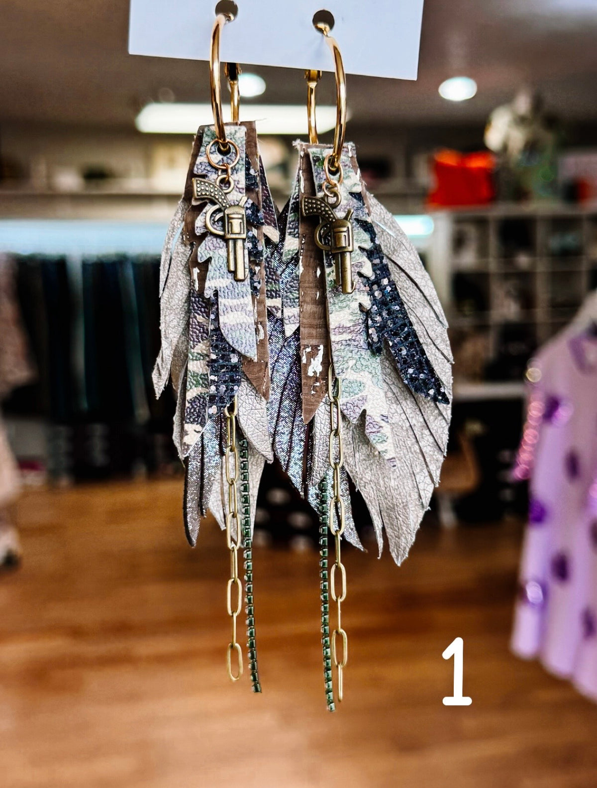 Jak Sprat Feral & Fabulous-Army Camo Collection: Mini Mic Drop Dangles-Jewelry - Earrings-Dear Me Southern Boutique, located in DeRidder, Louisiana