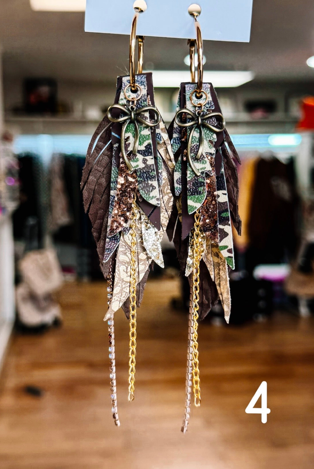 Jak Sprat Feral & Fabulous-Army Camo Collection: Mini Mic Drop Dangles-Jewelry - Earrings-Dear Me Southern Boutique, located in DeRidder, Louisiana