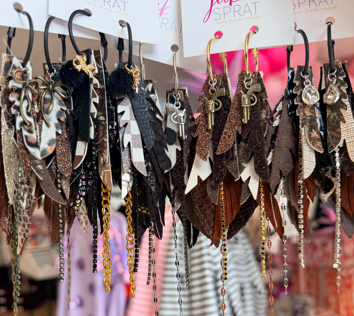 Jak Sprat Feral & Fabulous-Deer Camo Collection: Mini Mic Drop Dangles-Jewelry - Earrings-Dear Me Southern Boutique, located in DeRidder, Louisiana