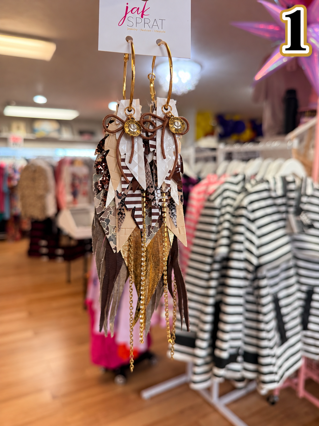 Jak Sprat Feral & Fabulous-Duck Camo Collection: Mega Mic Drop Dangles-Jewelry - Earrings-Dear Me Southern Boutique, located in DeRidder, Louisiana
