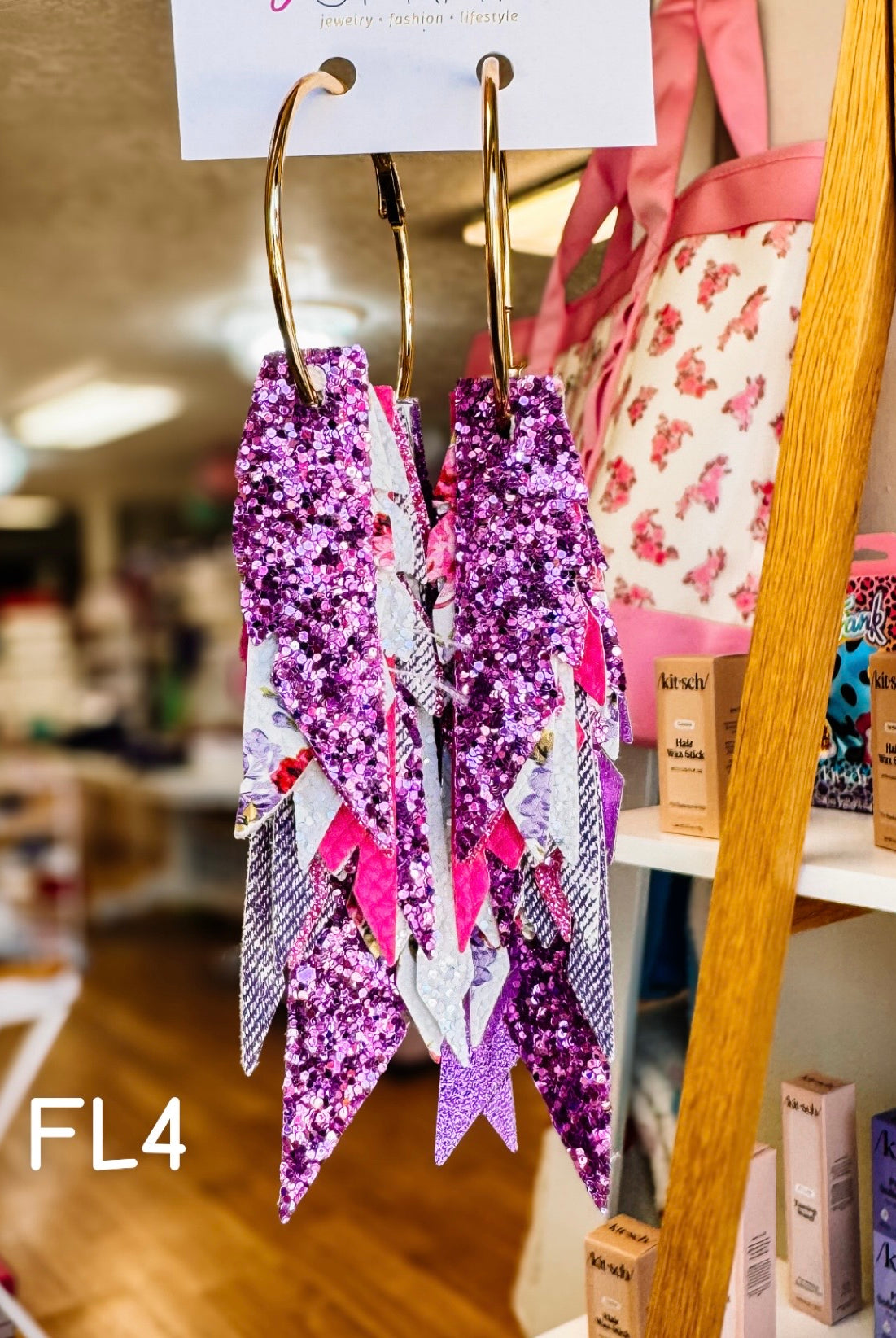 Jak Sprat Florals Collection: Fabulous Feather Dangles-Earrings-Dear Me Southern Boutique, located in DeRidder, Louisiana