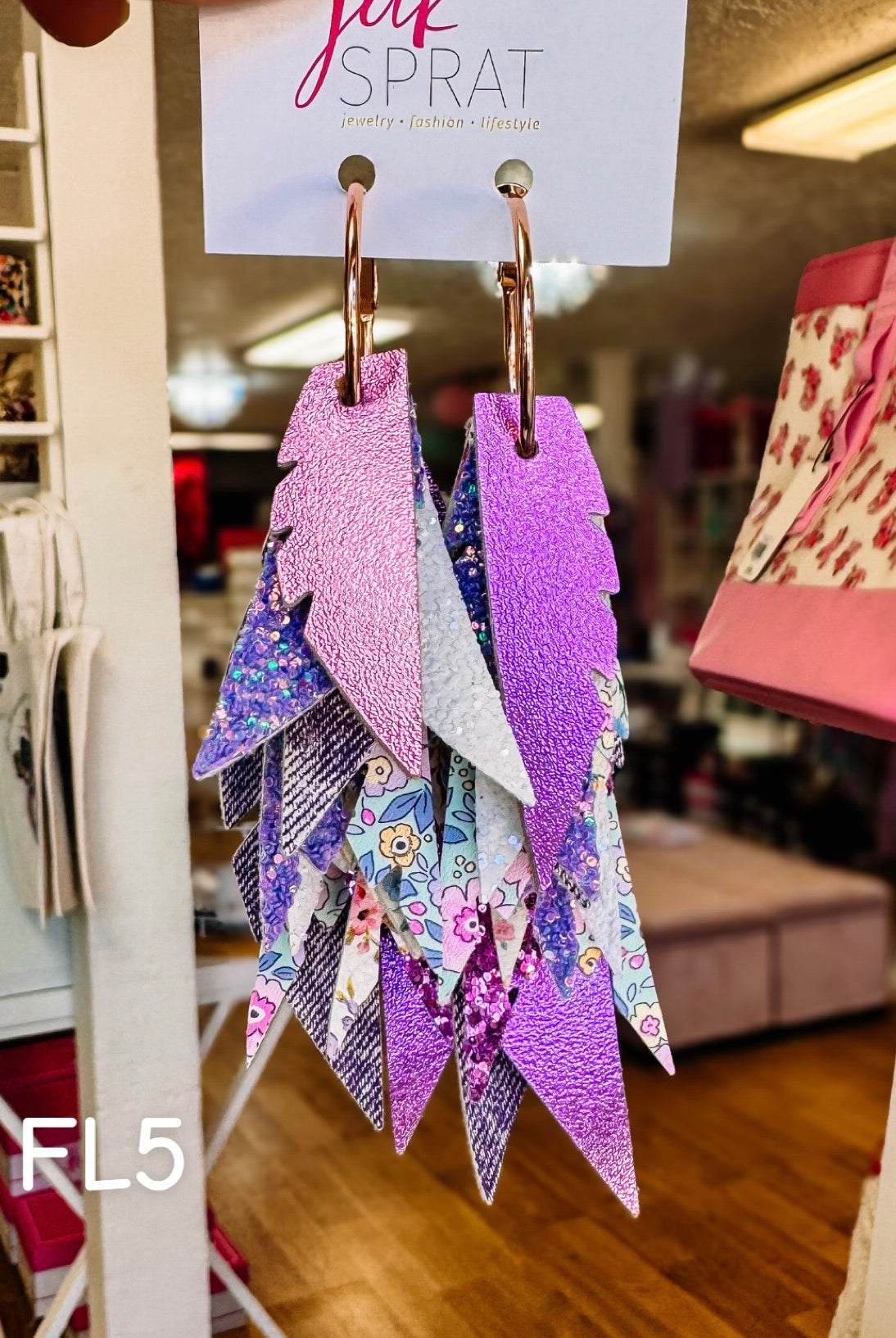 Jak Sprat Florals Collection: Fabulous Feather Dangles-Earrings-Dear Me Southern Boutique, located in DeRidder, Louisiana