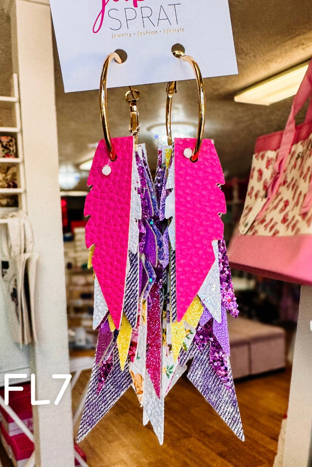 Jak Sprat Florals Collection: Fabulous Feather Dangles-Earrings-Dear Me Southern Boutique, located in DeRidder, Louisiana