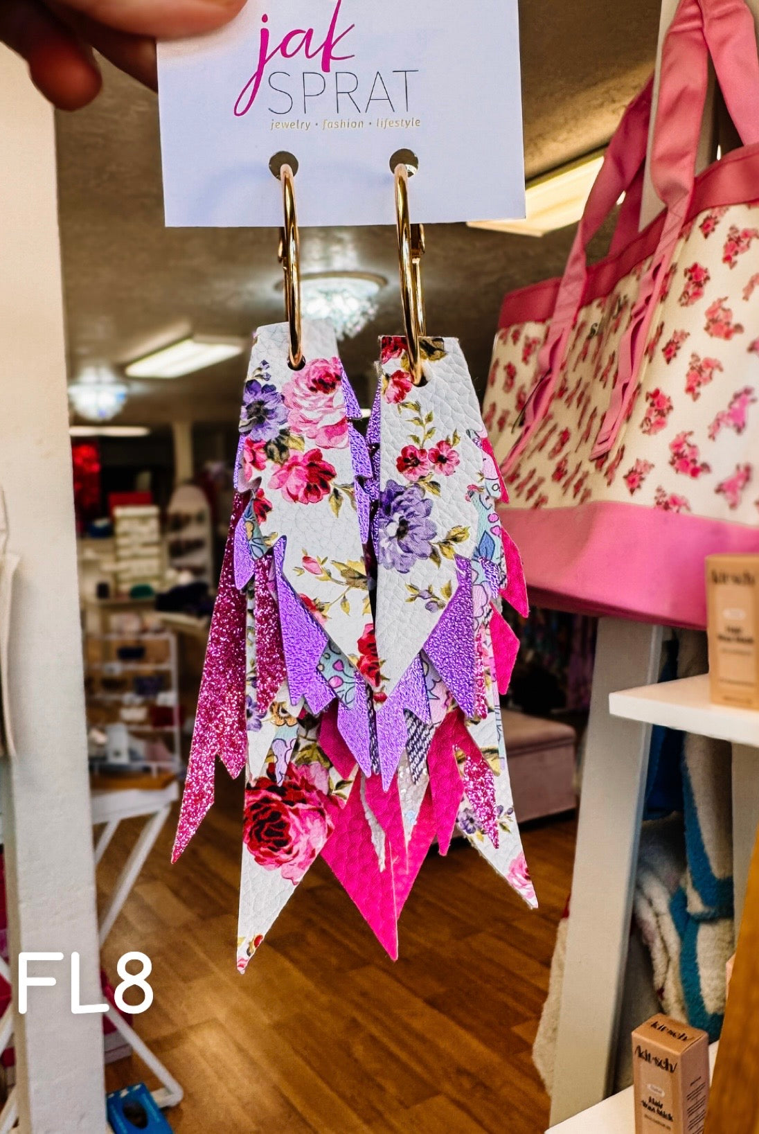 Jak Sprat Florals Collection: Fabulous Feather Dangles-Earrings-Dear Me Southern Boutique, located in DeRidder, Louisiana