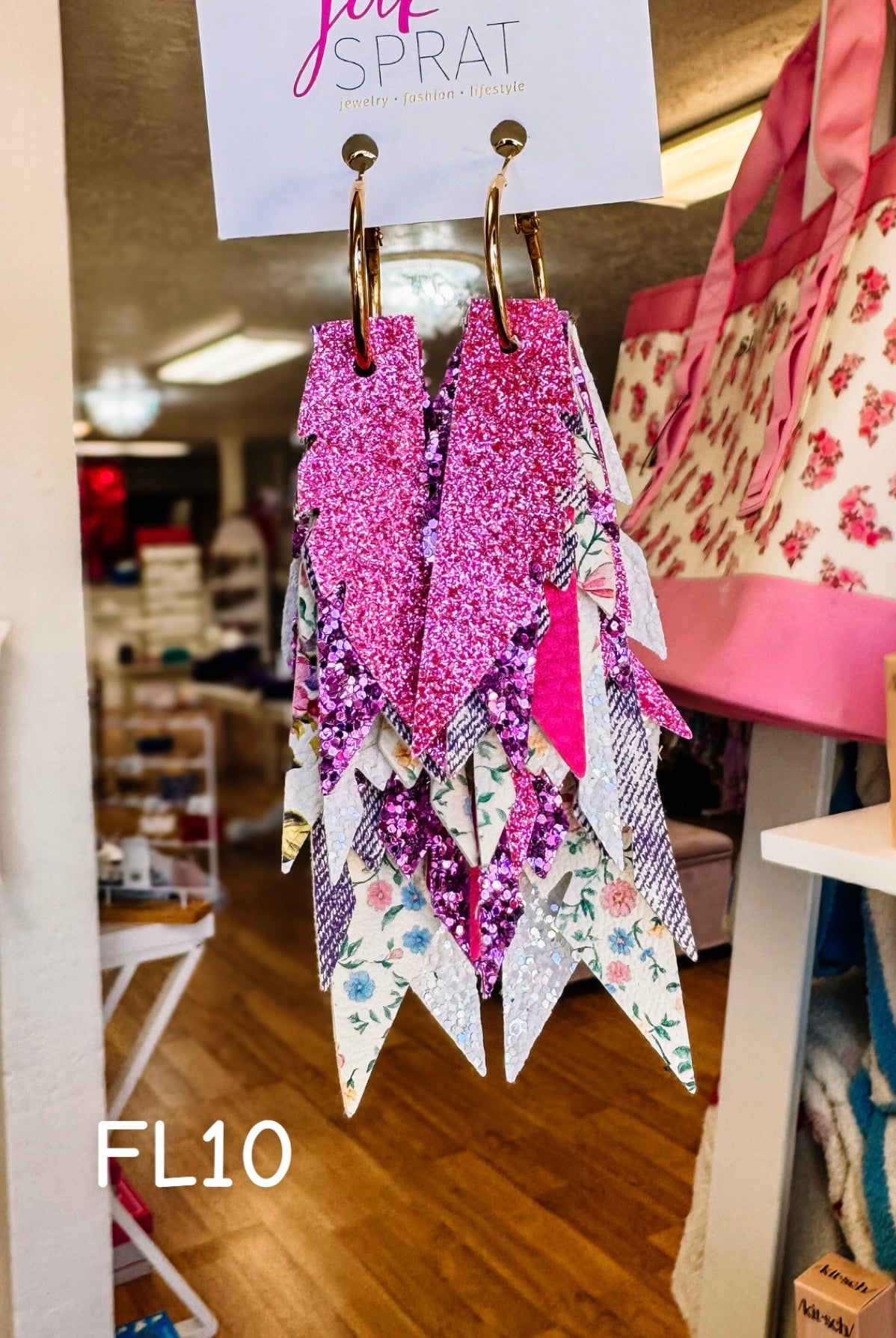 Jak Sprat Florals Collection: Fabulous Feather Dangles-Earrings-Dear Me Southern Boutique, located in DeRidder, Louisiana