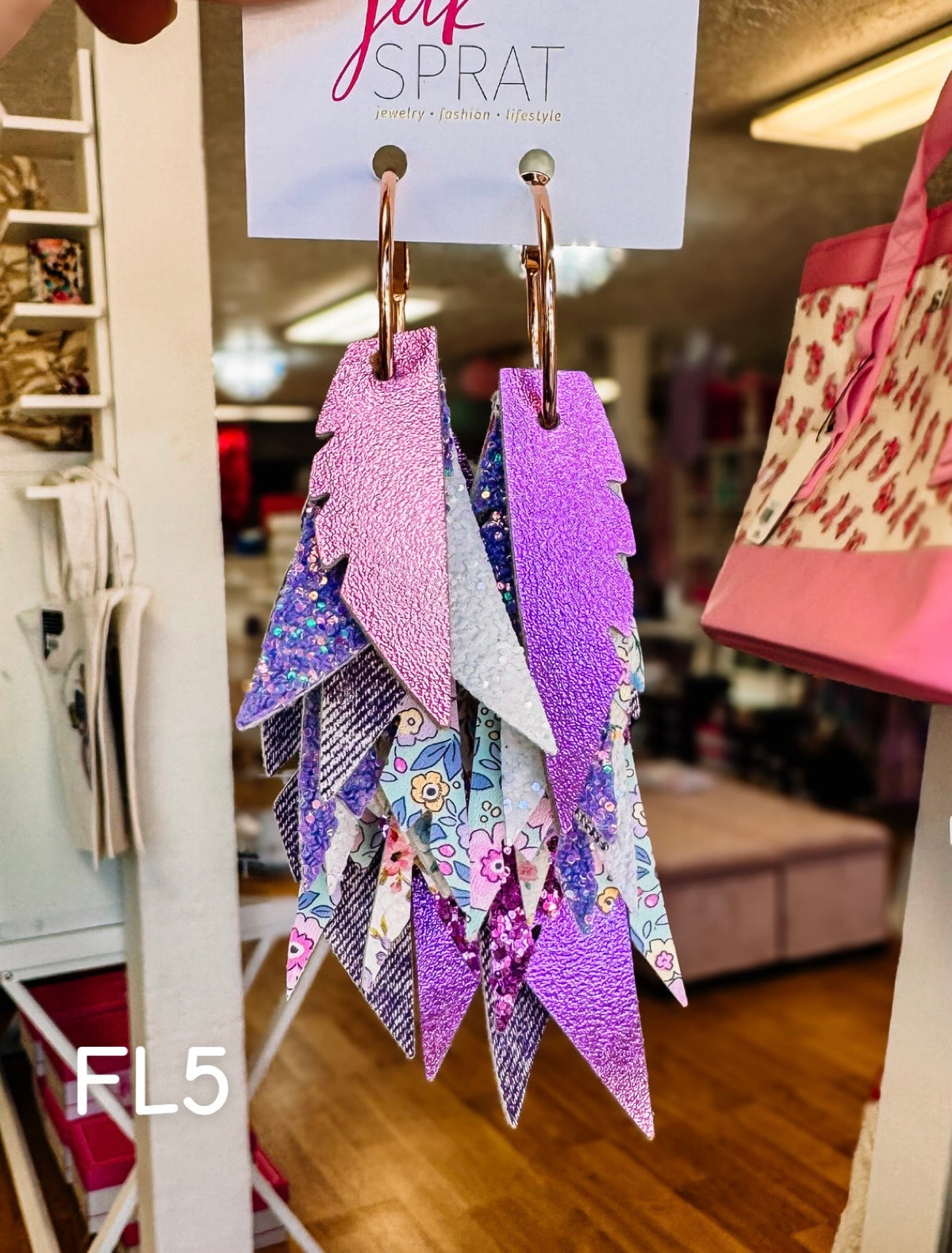 Jak Sprat Florals Collection: Fabulous Feather Dangles-Jewelry - Earrings-Dear Me Southern Boutique, located in DeRidder, Louisiana