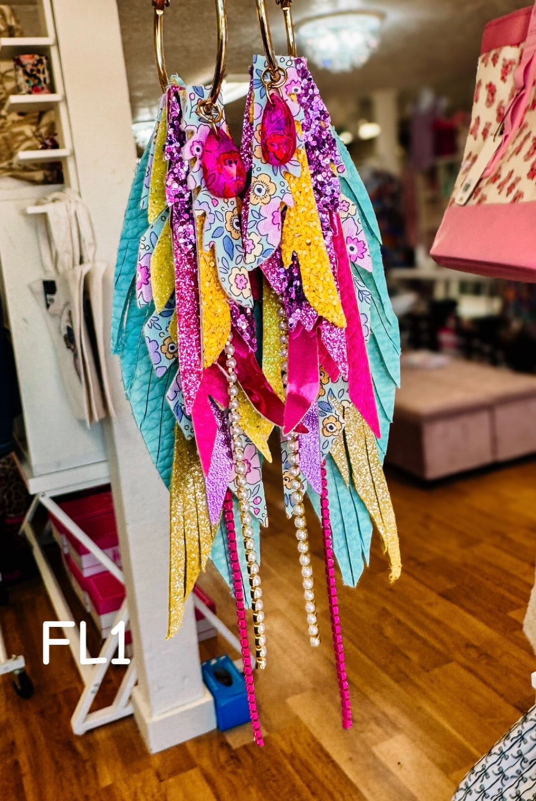 Jak Sprat Florals Collection: Medium Mic Drop Dangles-Earrings-Dear Me Southern Boutique, located in DeRidder, Louisiana