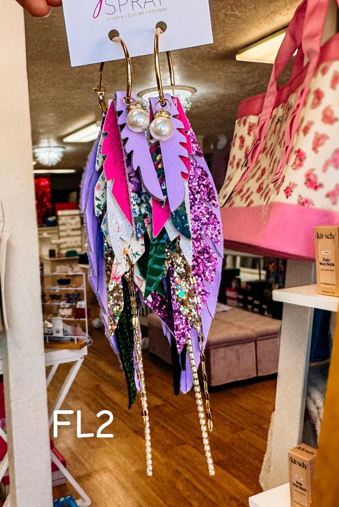 Jak Sprat Florals Collection: Medium Mic Drop Dangles-Earrings-Dear Me Southern Boutique, located in DeRidder, Louisiana