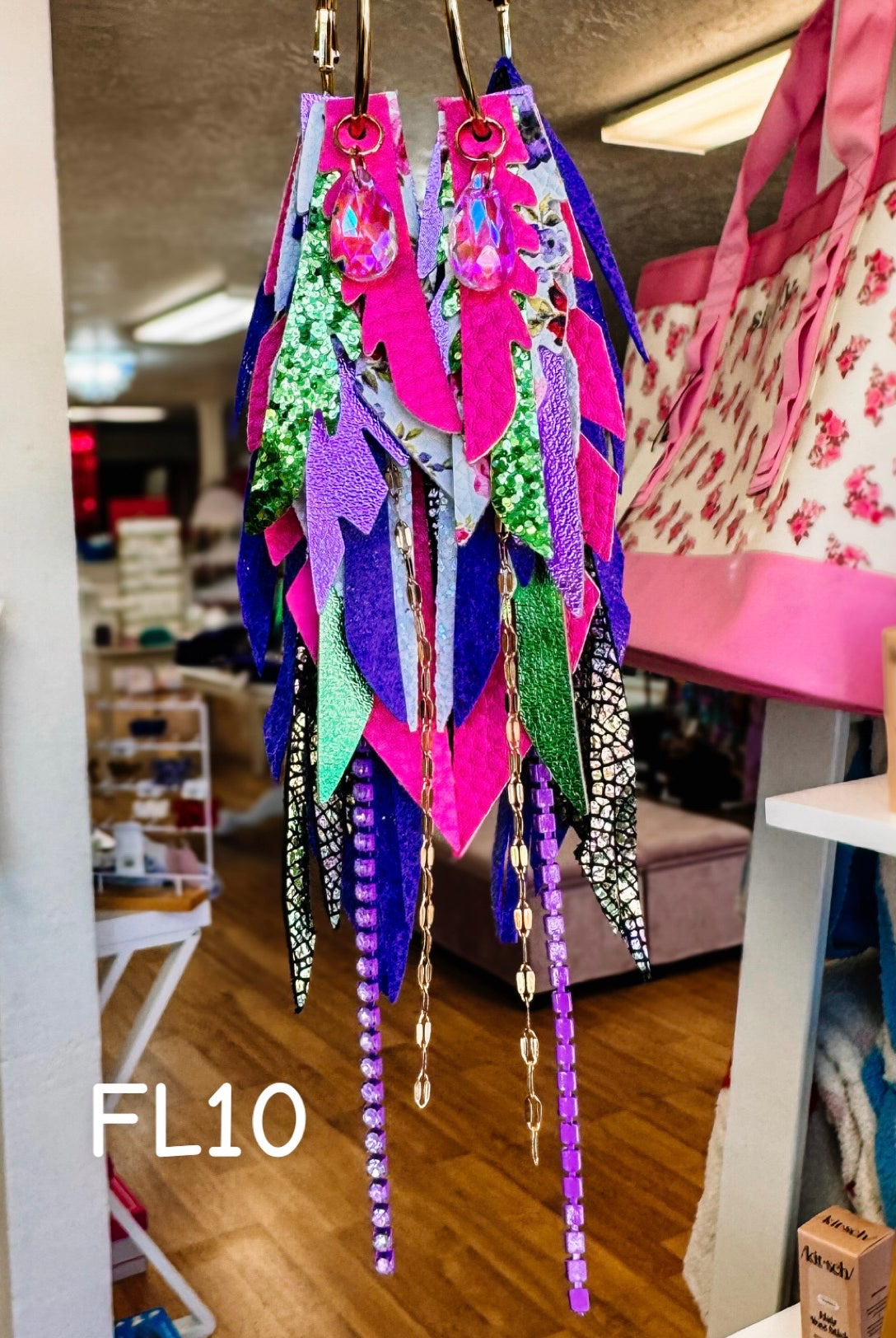 Jak Sprat Florals Collection: Medium Mic Drop Dangles-Earrings-Dear Me Southern Boutique, located in DeRidder, Louisiana