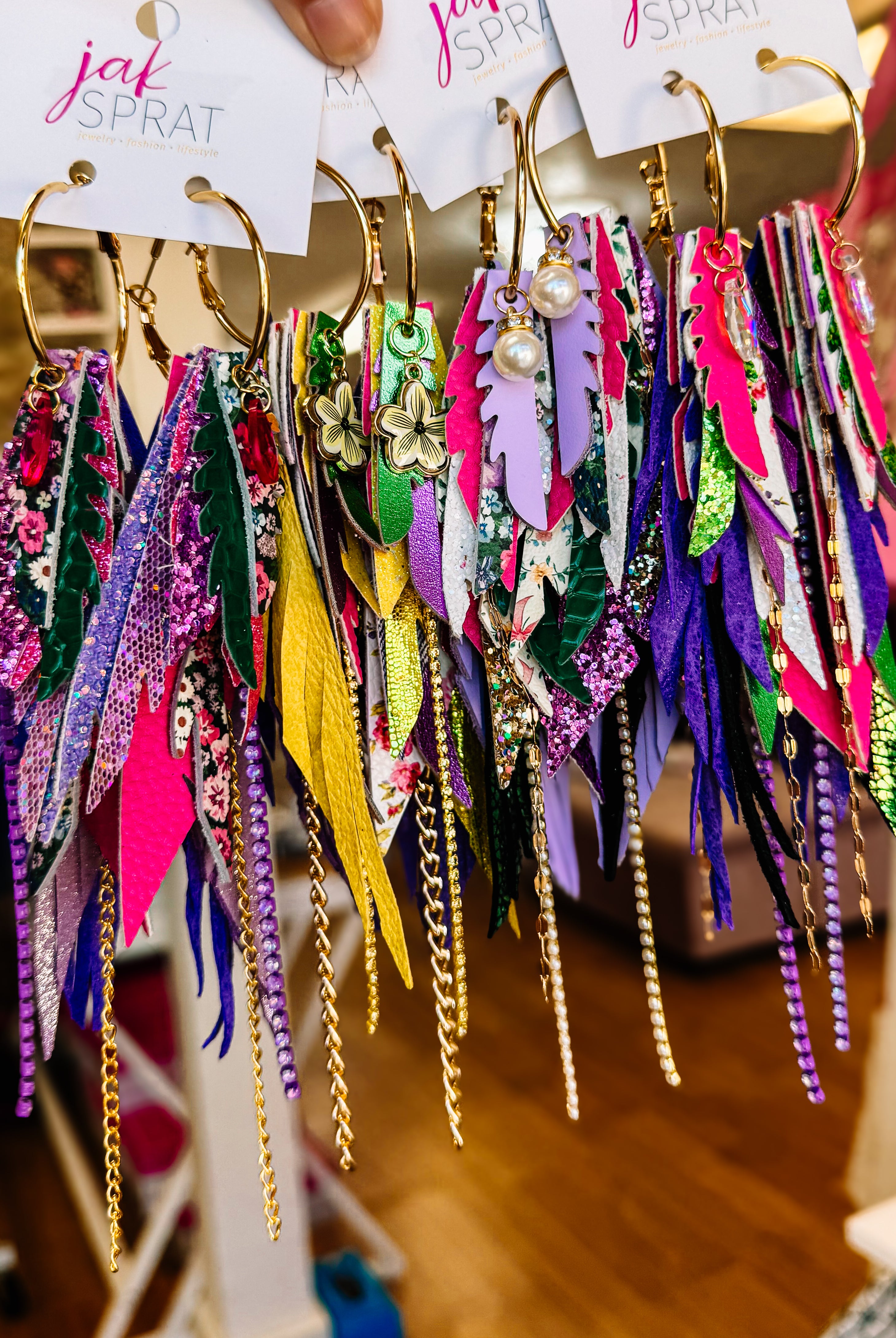 Jak Sprat Florals Collection: Medium Mic Drop Dangles-Earrings-Dear Me Southern Boutique, located in DeRidder, Louisiana