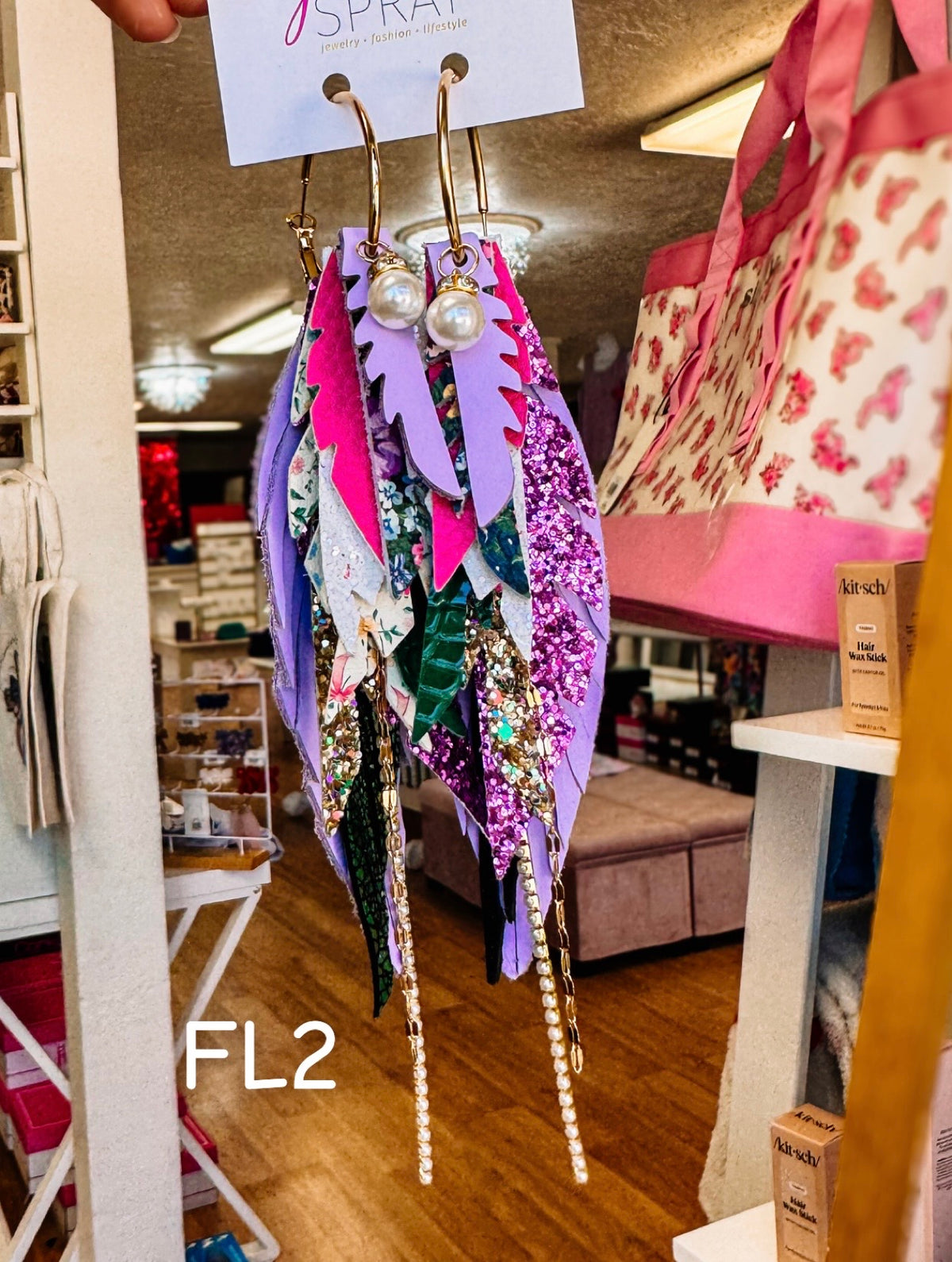 Jak Sprat Florals Collection: Medium Mic Drop Dangles-Jewelry - Earrings-Dear Me Southern Boutique, located in DeRidder, Louisiana