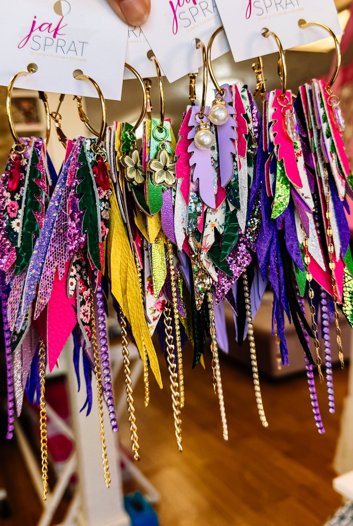 Jak Sprat Florals Collection: Medium Mic Drop Dangles-Jewelry - Earrings-Dear Me Southern Boutique, located in DeRidder, Louisiana