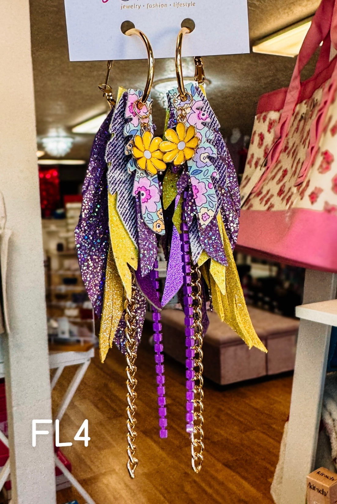Jak Sprat Florals Collection: Mini Mic Drop Dangles-Earrings-Dear Me Southern Boutique, located in DeRidder, Louisiana