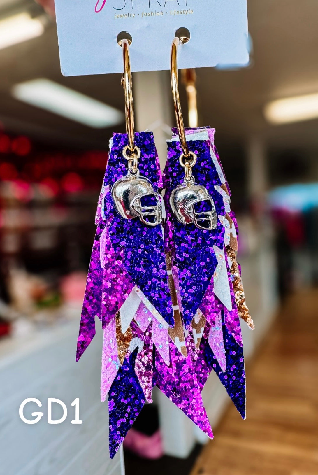 Jak Sprat Game Day Collection: Charmed Fabulous Feather-Earrings-Dear Me Southern Boutique, located in DeRidder, Louisiana