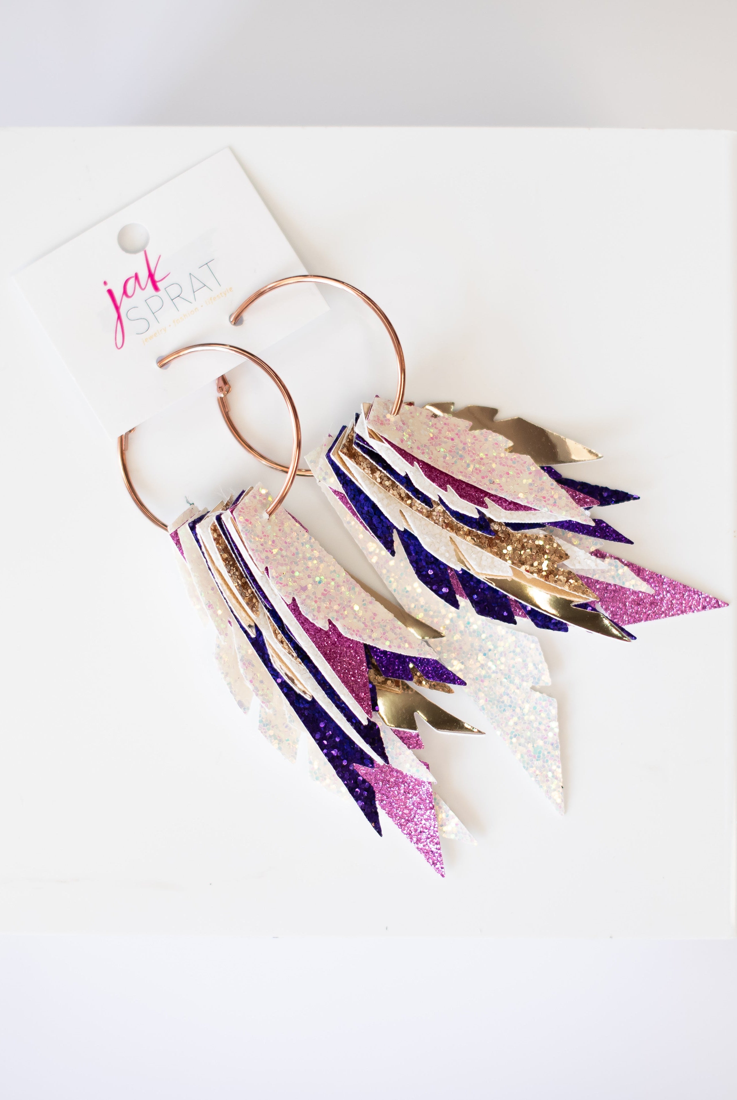 Jak Sprat Game Day Collection: Fabulous Feather Dangles-Earrings-Dear Me Southern Boutique, located in DeRidder, Louisiana