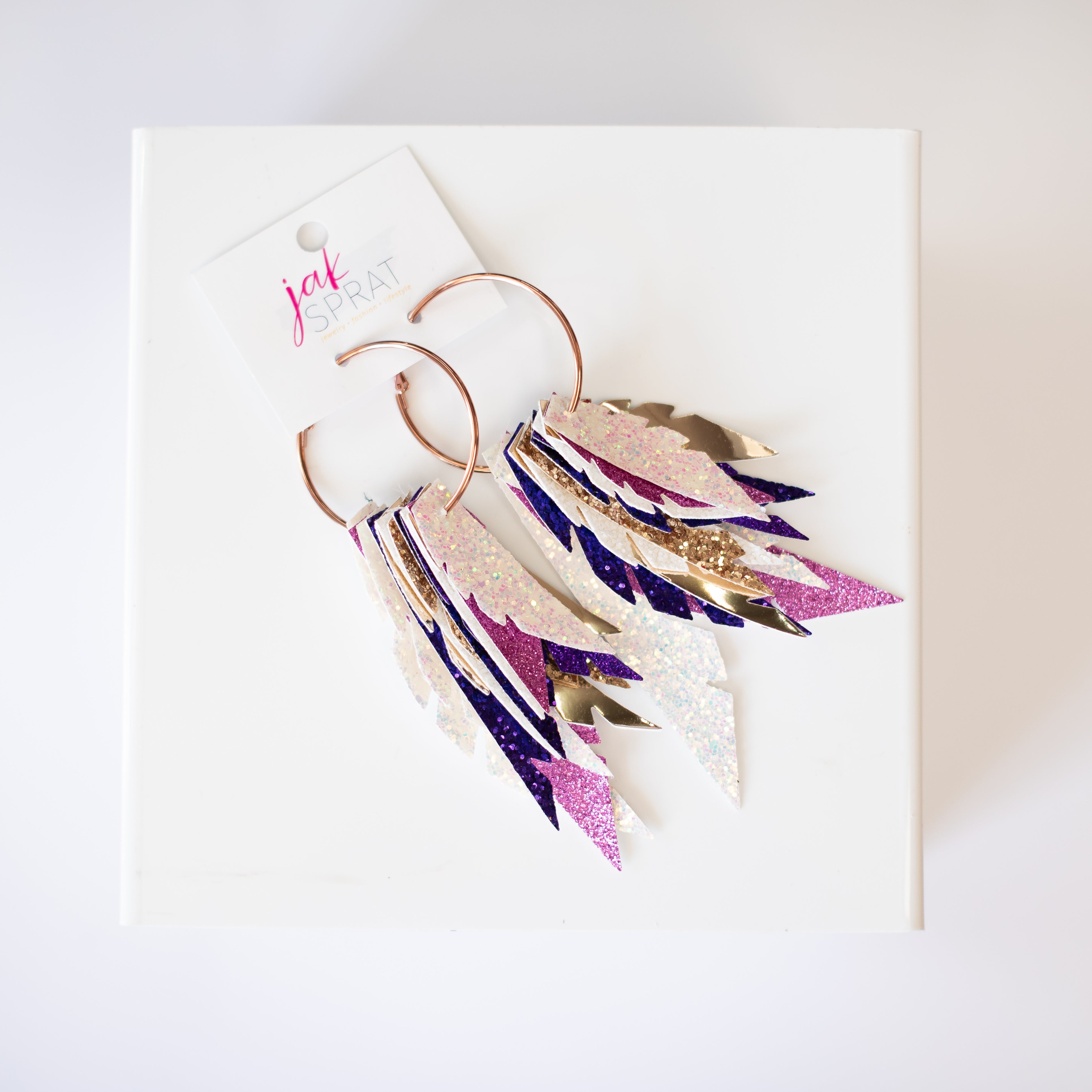 Jak Sprat Game Day Collection: Fabulous Feather Dangles-Earrings-Dear Me Southern Boutique, located in DeRidder, Louisiana