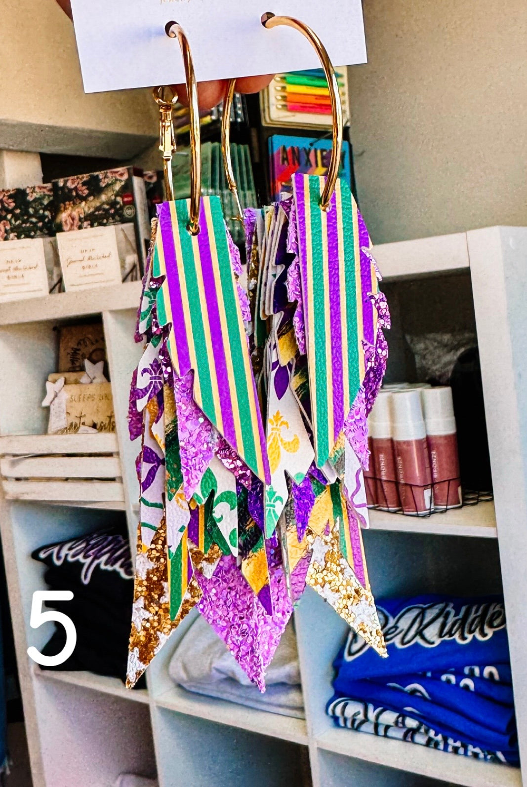 Jak Sprat Mardi Gras Collection: Fabulous Feather Dangles-Earrings-Dear Me Southern Boutique, located in DeRidder, Louisiana