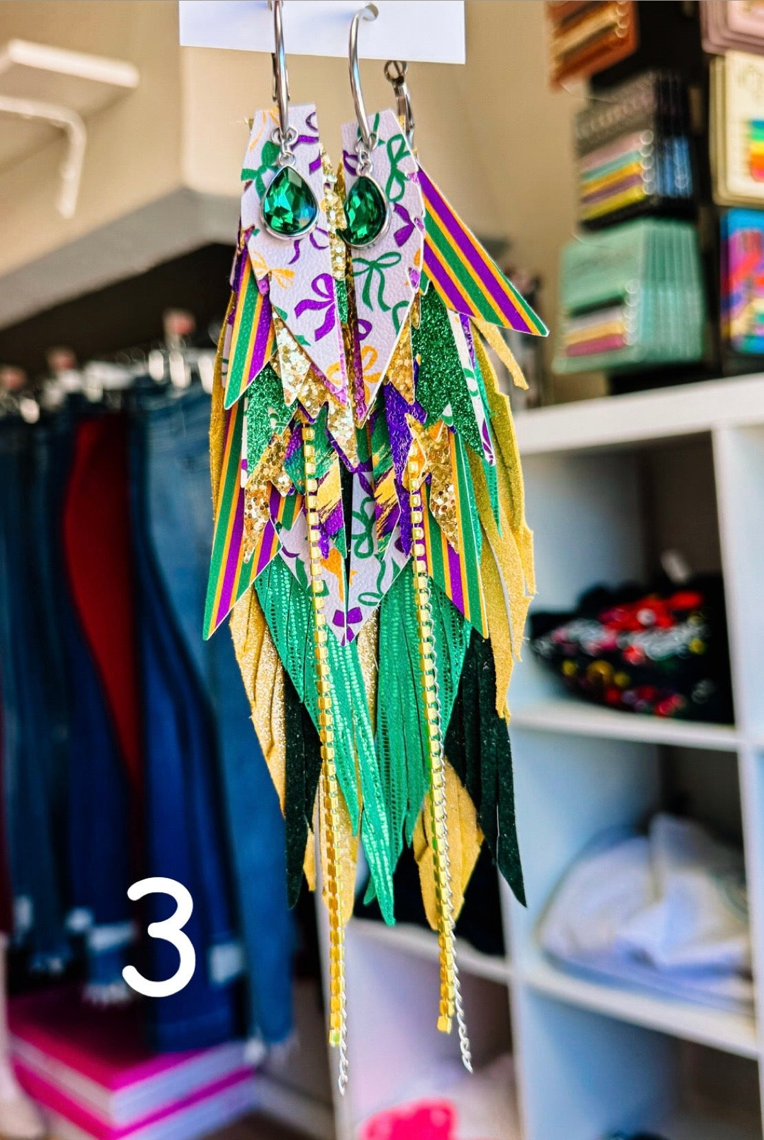 Jak Sprat Mardi Gras Collection: Mega Mic Drop-Earrings-Dear Me Southern Boutique, located in DeRidder, Louisiana