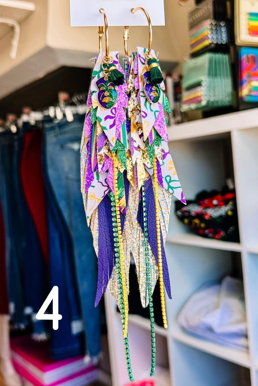 Jak Sprat Mardi Gras Collection: Mega Mic Drop-Earrings-Dear Me Southern Boutique, located in DeRidder, Louisiana