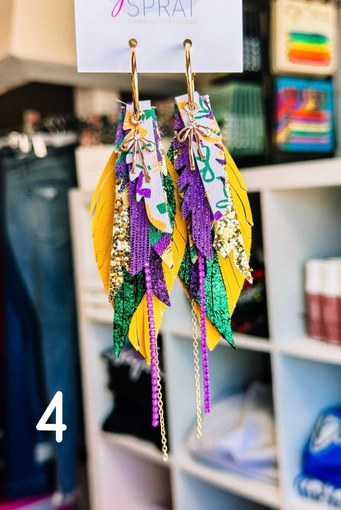 Jak Sprat Mardi Gras Collection: Mini Mic Drop Dangles-Earrings-Dear Me Southern Boutique, located in DeRidder, Louisiana