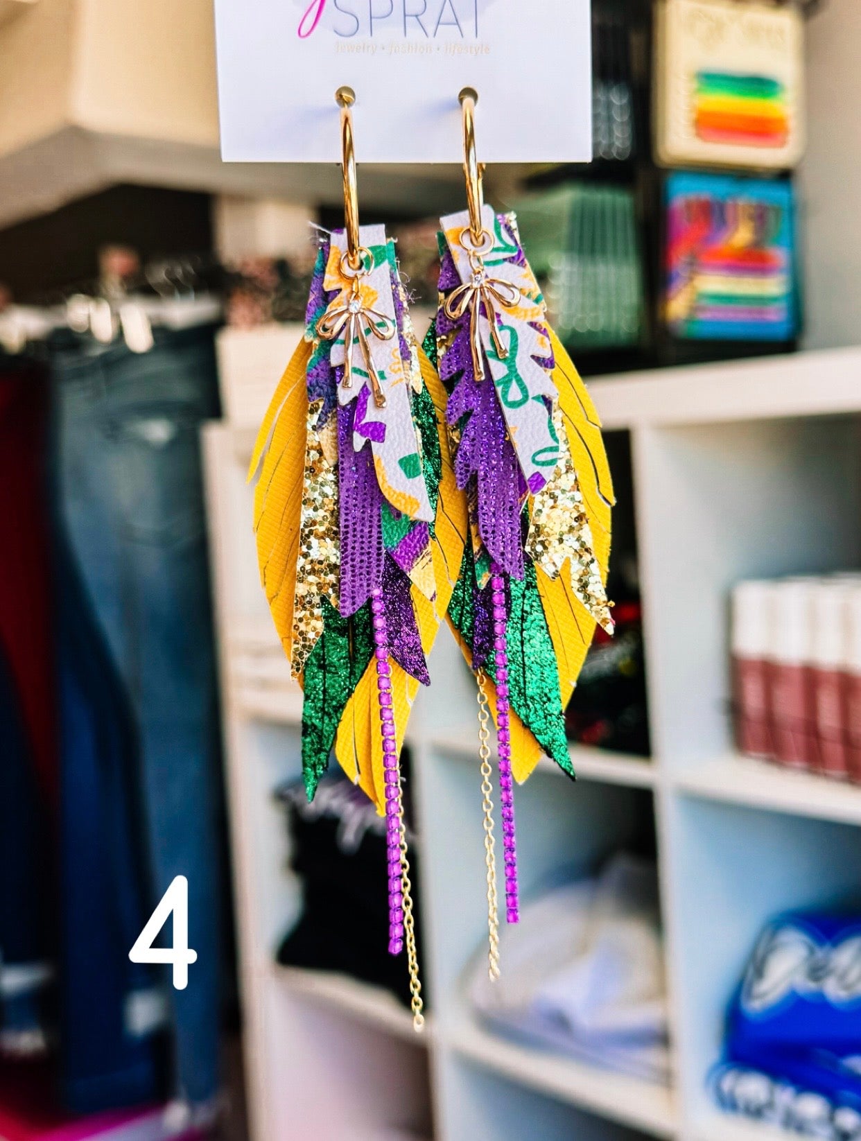 Jak Sprat Mardi Gras Collection: Mini Mic Drop Dangles-Earrings-Dear Me Southern Boutique, located in DeRidder, Louisiana