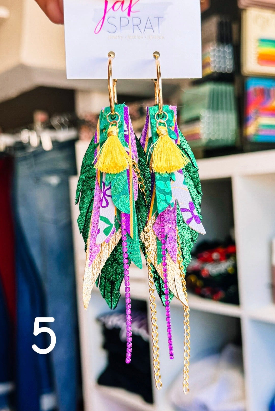 Jak Sprat Mardi Gras Collection: Mini Mic Drop Dangles-Earrings-Dear Me Southern Boutique, located in DeRidder, Louisiana