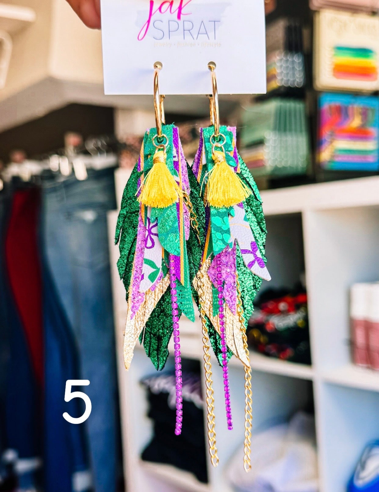 Jak Sprat Mardi Gras Collection: Mini Mic Drop Dangles-Earrings-Dear Me Southern Boutique, located in DeRidder, Louisiana