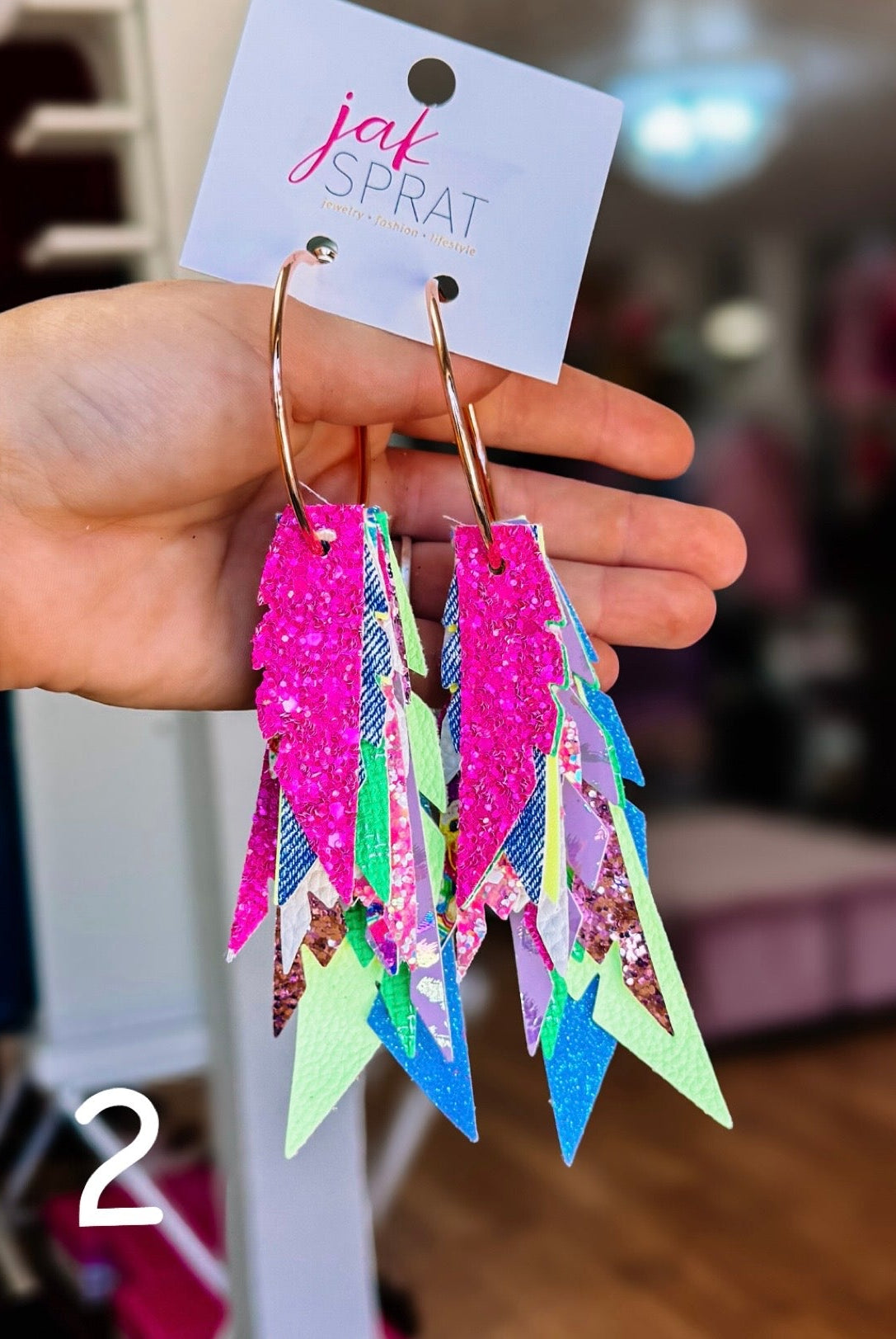 Jak Sprat Neon Collection: Fabulous Feather Dangles-Earrings-Dear Me Southern Boutique, located in DeRidder, Louisiana