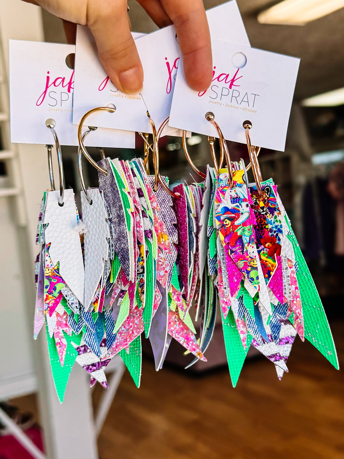 Jak Sprat Neon Collection: Fabulous Feather Dangles-Jewelry - Earrings-Dear Me Southern Boutique, located in DeRidder, Louisiana