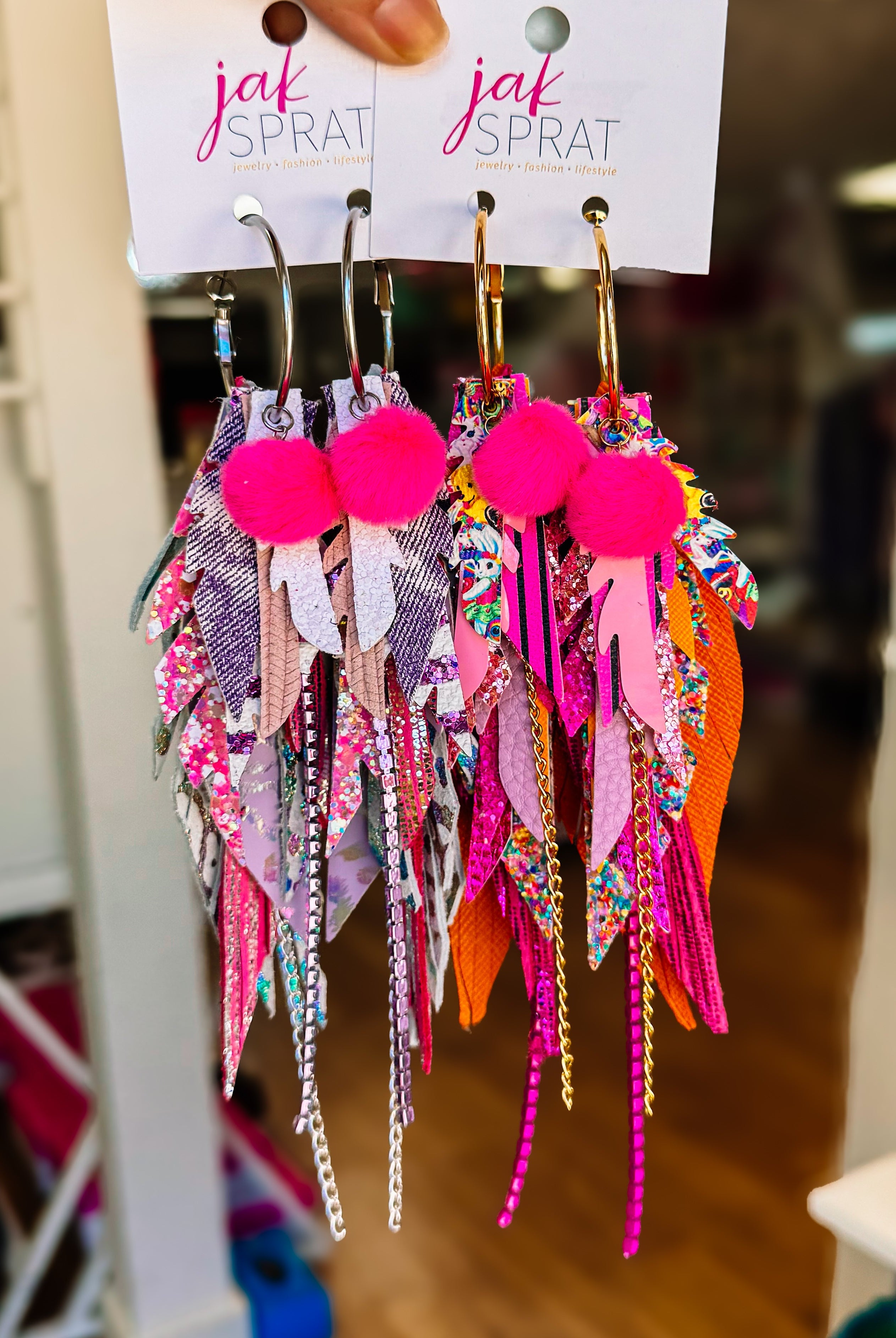 Jak Sprat Neon Collection: Medium Mic Drop Dangles-Earrings-Dear Me Southern Boutique, located in DeRidder, Louisiana