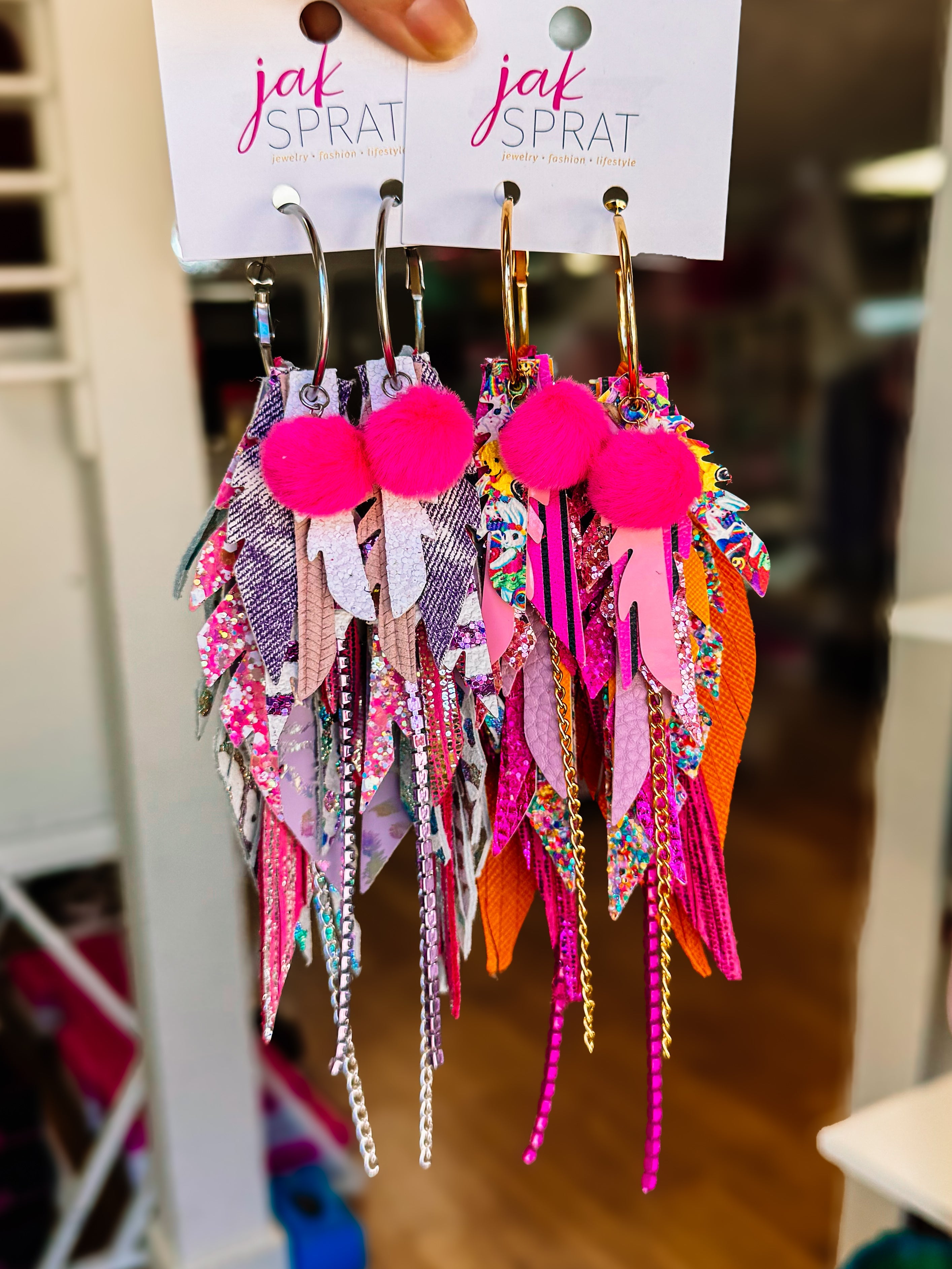 Jak Sprat Neon Collection: Medium Mic Drop Dangles-Earrings-Dear Me Southern Boutique, located in DeRidder, Louisiana