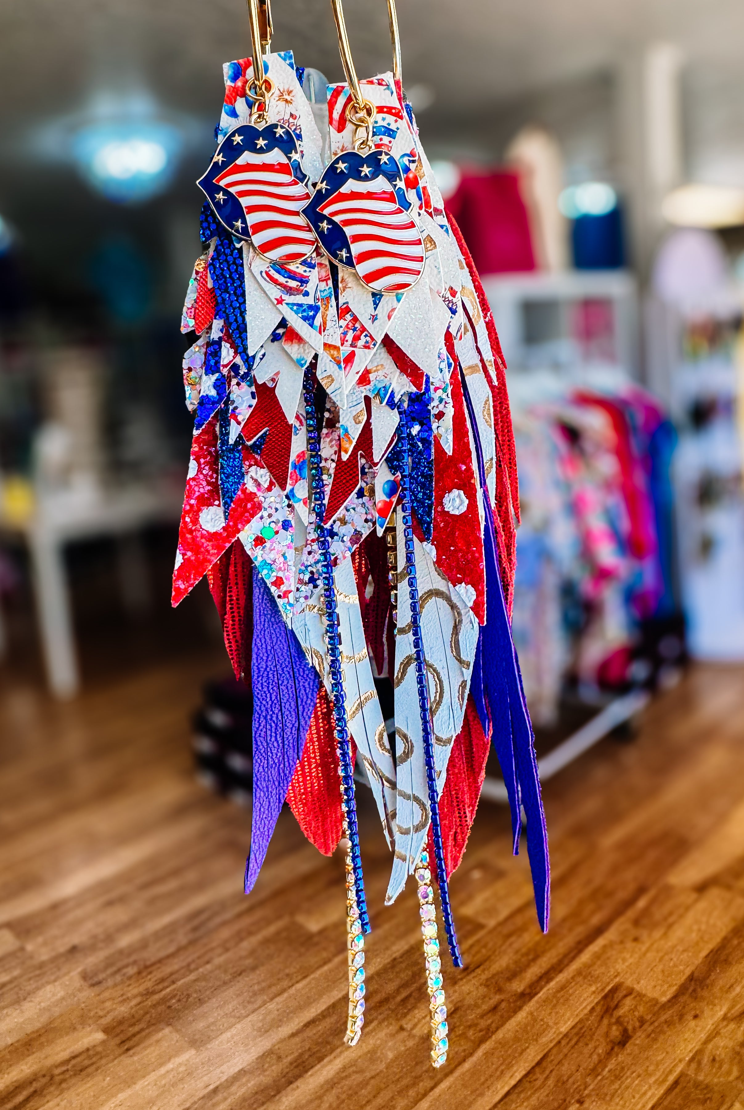 Jak Sprat Party Like It's 1776 Collection: Mega Mic Drop-Earrings-Dear Me Southern Boutique, located in DeRidder, Louisiana
