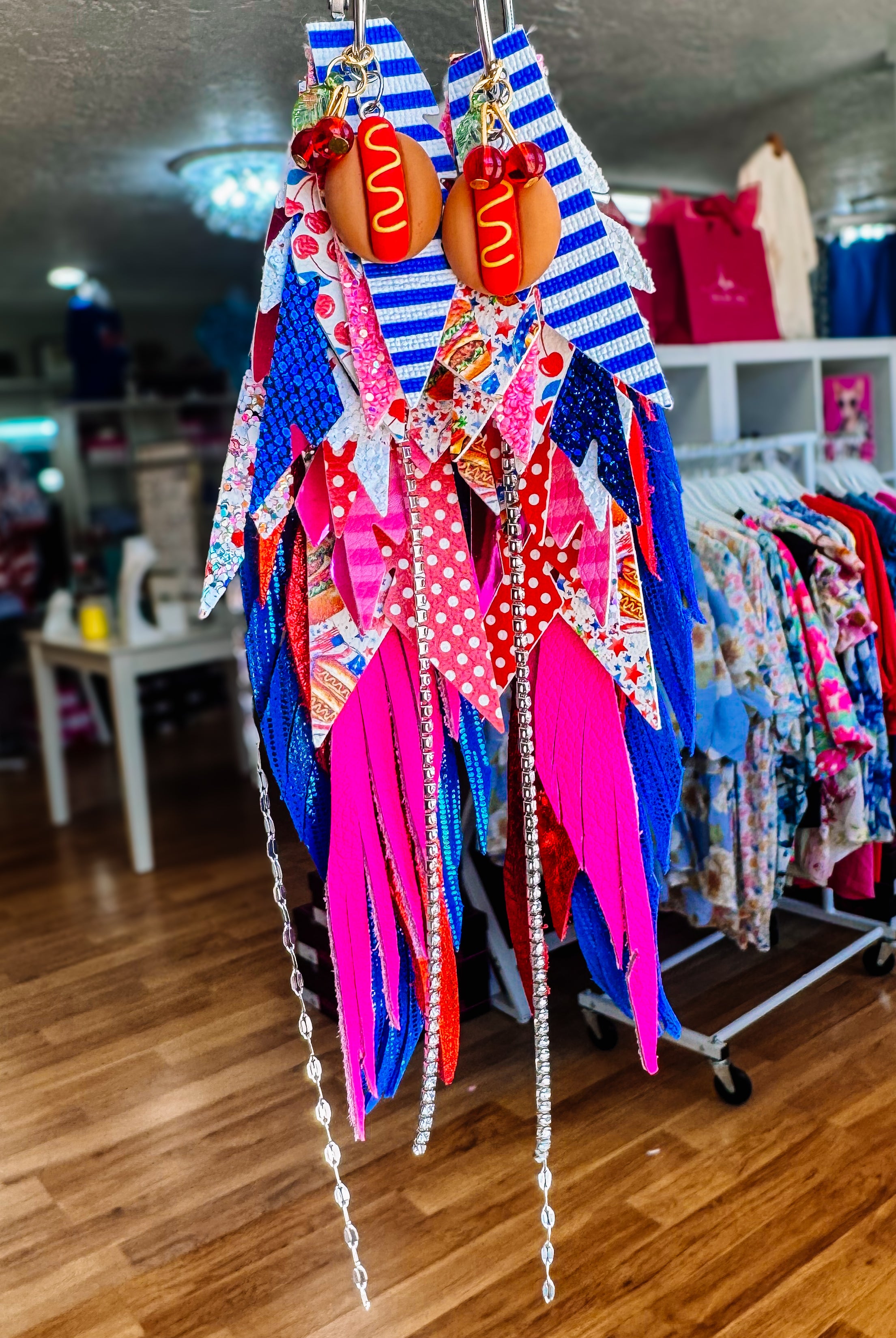 Jak Sprat Party Like It's 1776 Collection: Mega Mic Drop-Earrings-Dear Me Southern Boutique, located in DeRidder, Louisiana