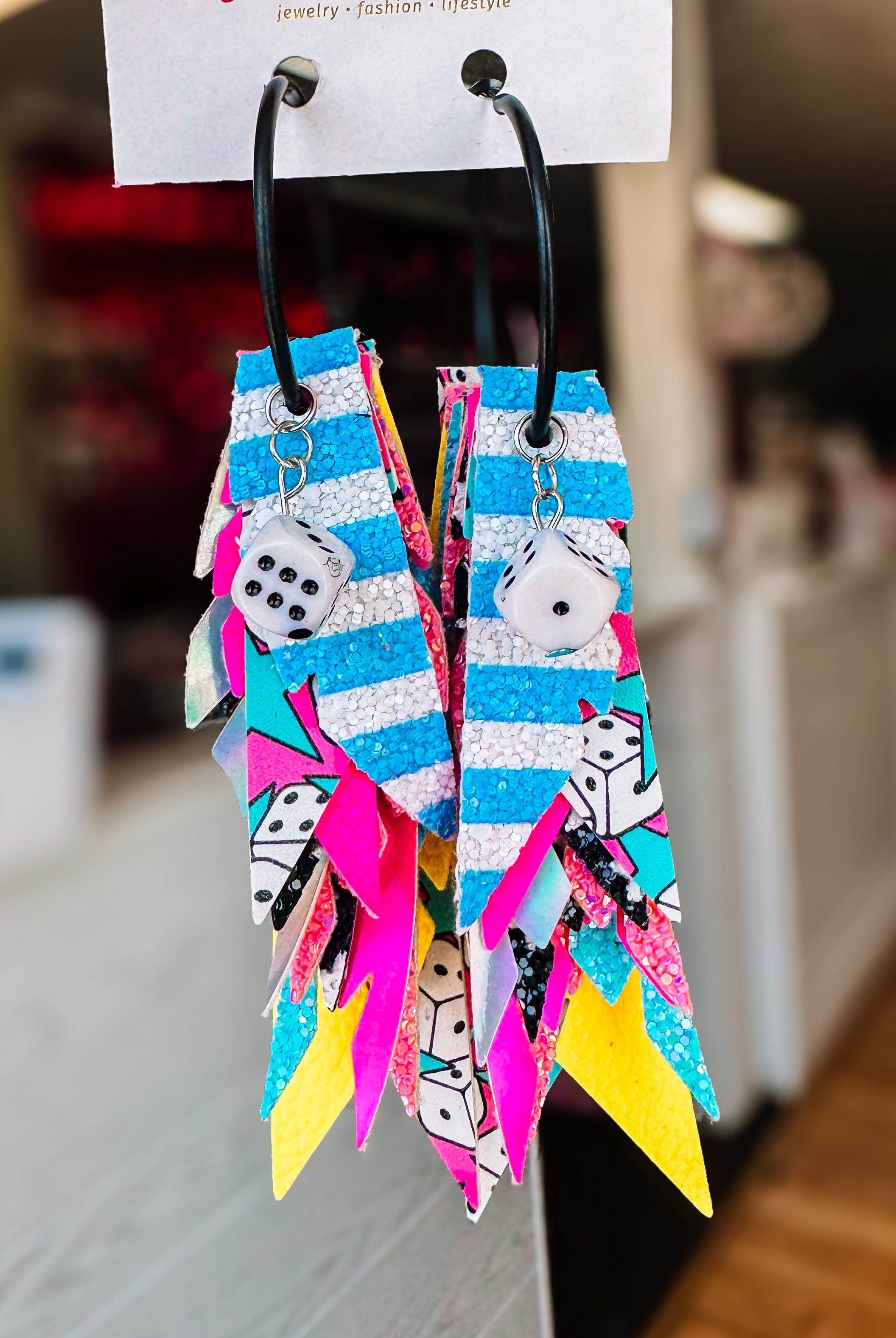 Jak Sprat Party Palette Collection: Charmed Fabulous Feather Dangles-Earrings-Dear Me Southern Boutique, located in DeRidder, Louisiana