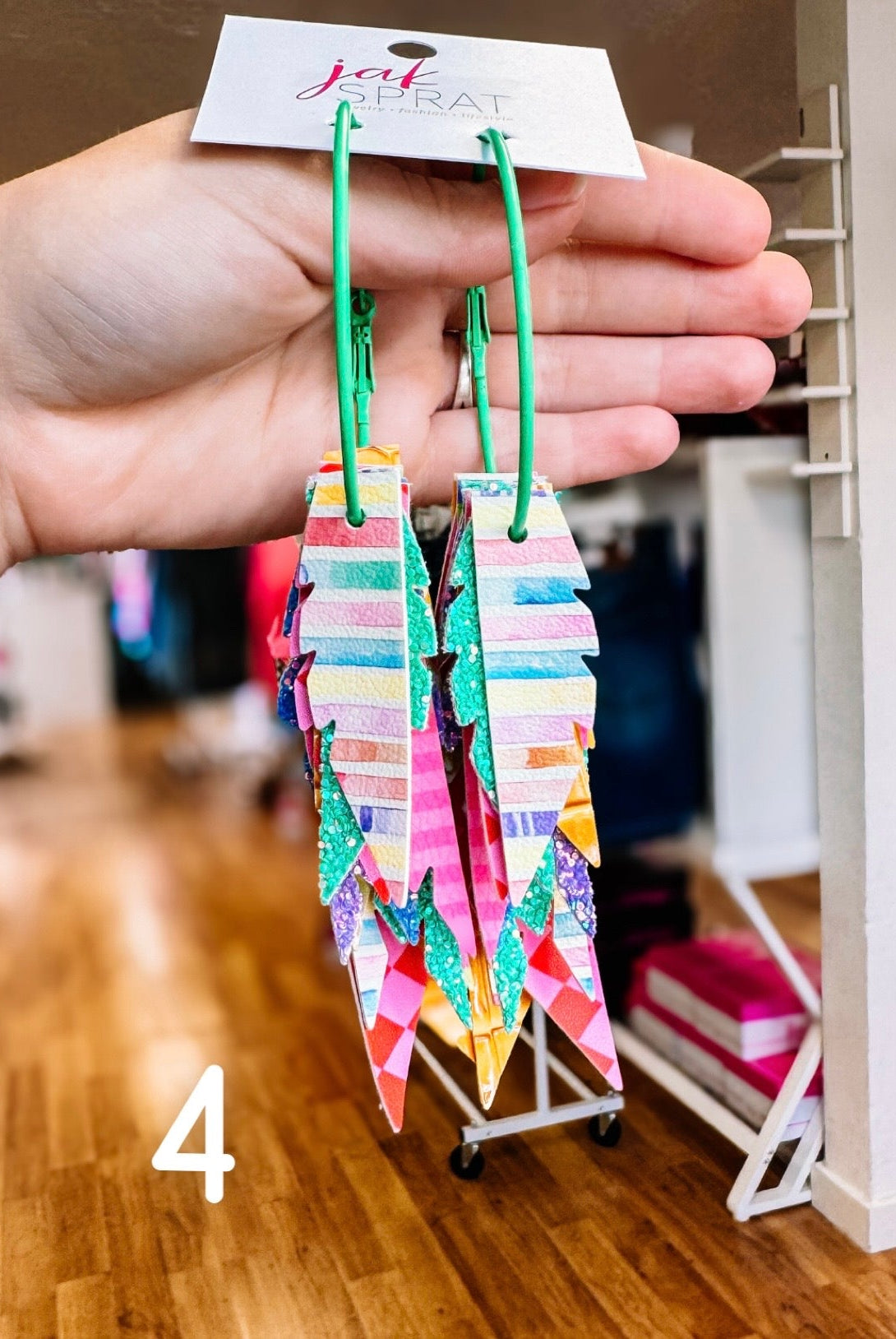 Jak Sprat Party Palette Collection: Fabulous Feather Dangles-Earrings-Dear Me Southern Boutique, located in DeRidder, Louisiana