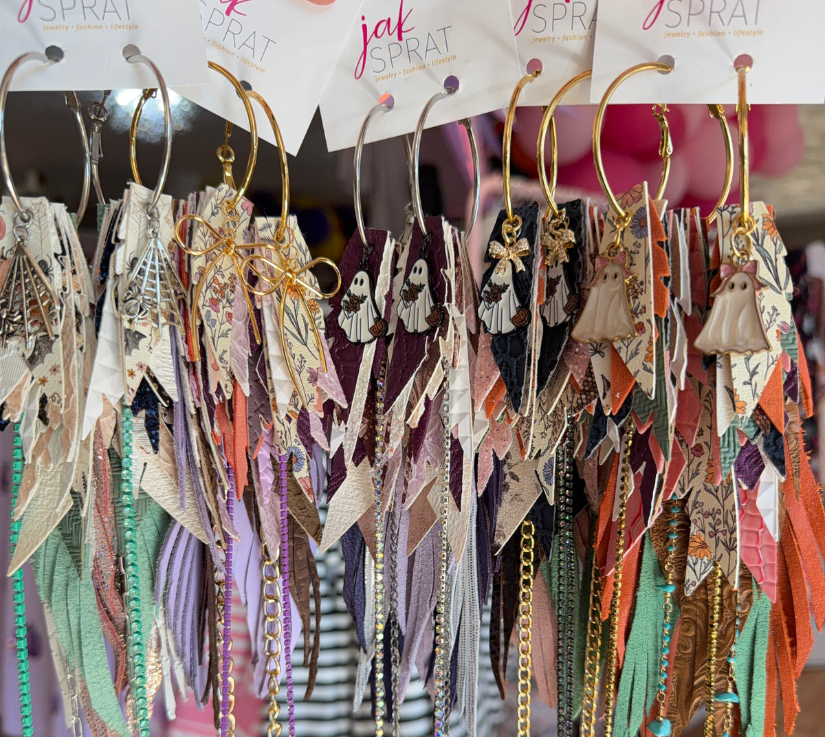 Jak Sprat Phantoms & Florals Collection: Mega Mic Drop Dangles-Jewelry - Earrings-Dear Me Southern Boutique, located in DeRidder, Louisiana