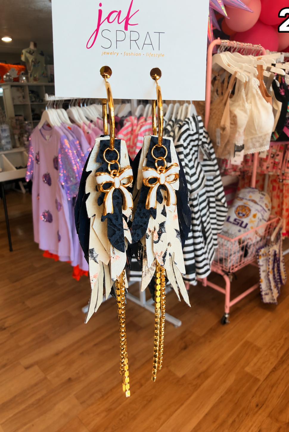 Jak Sprat Phantoms & Florals Collection: Mini Mic Drop Dangles-Jewelry - Earrings-Dear Me Southern Boutique, located in DeRidder, Louisiana