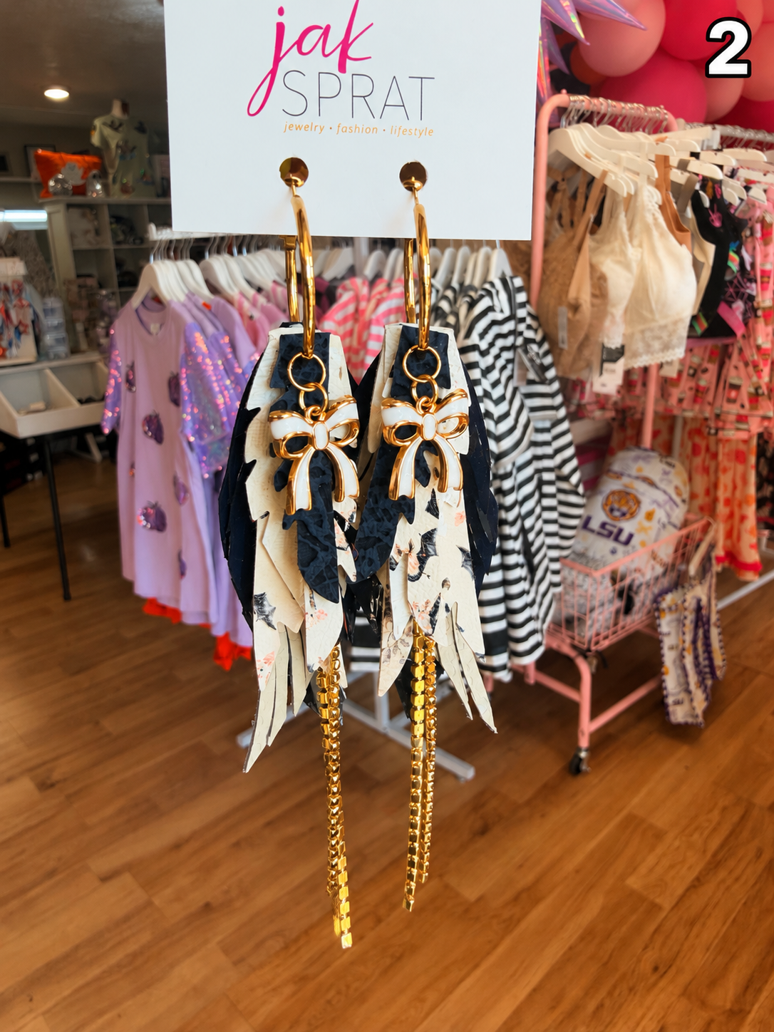 Jak Sprat Phantoms & Florals Collection: Mini Mic Drop Dangles-Jewelry - Earrings-Dear Me Southern Boutique, located in DeRidder, Louisiana