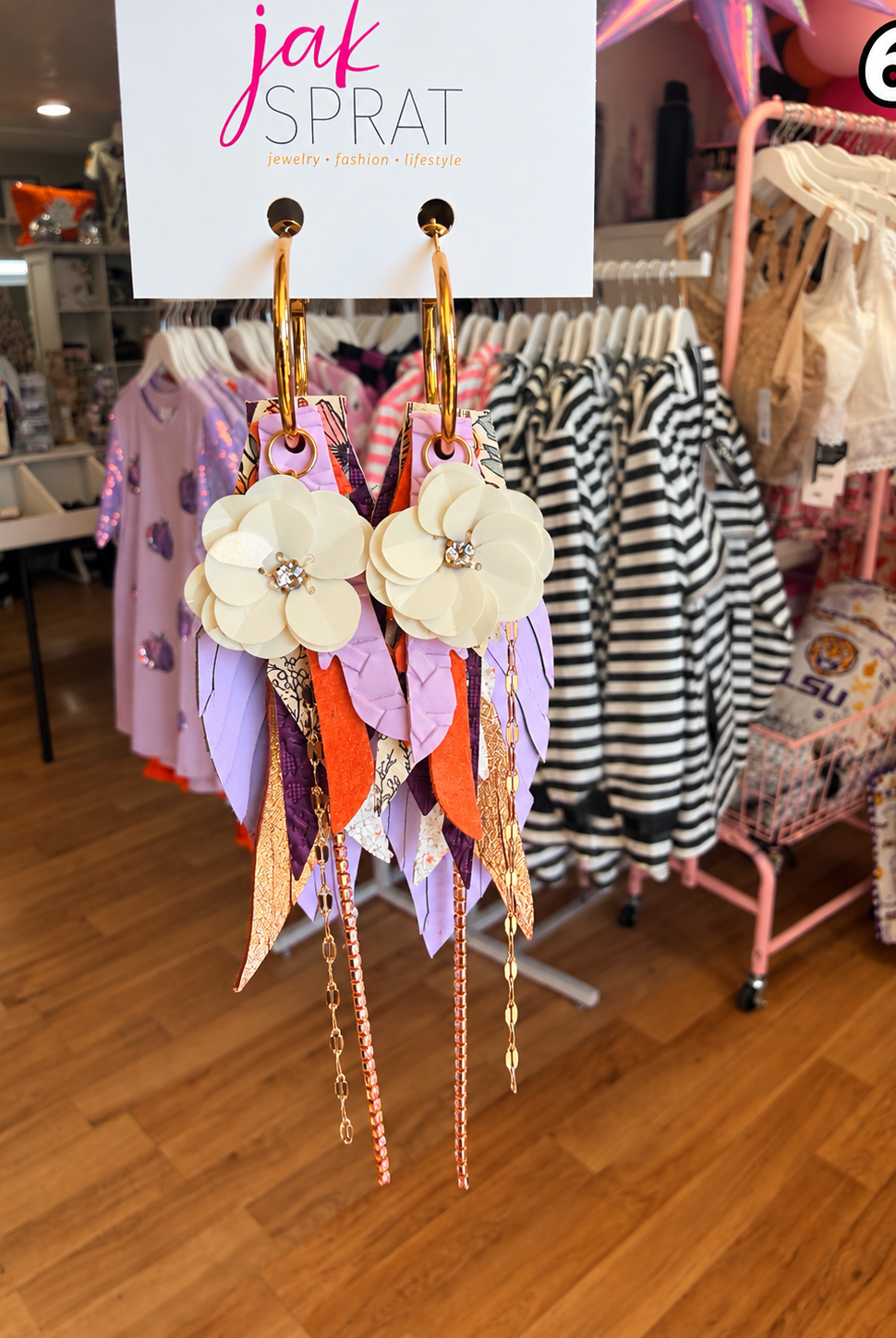Jak Sprat Phantoms & Florals Collection: Mini Mic Drop Dangles-Jewelry - Earrings-Dear Me Southern Boutique, located in DeRidder, Louisiana