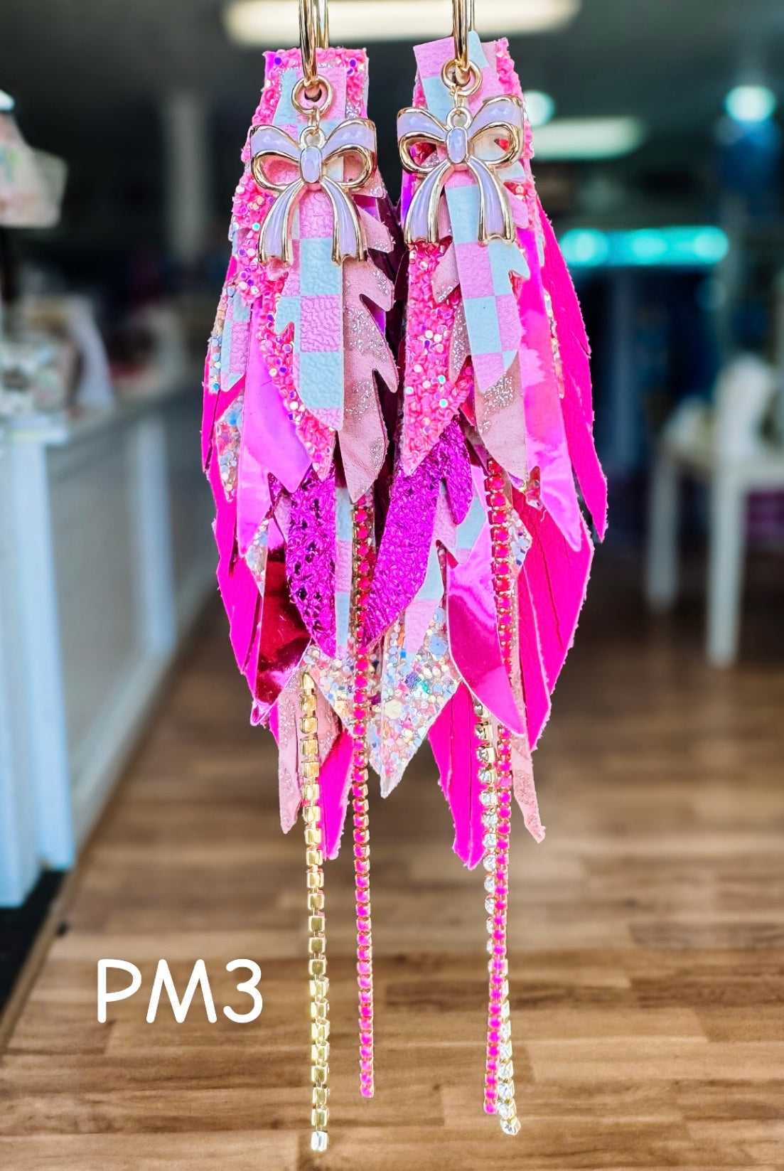 Jak Sprat Pink Monochromatic Collection: Medium Mic Drop Dangles-Earrings-Dear Me Southern Boutique, located in DeRidder, Louisiana