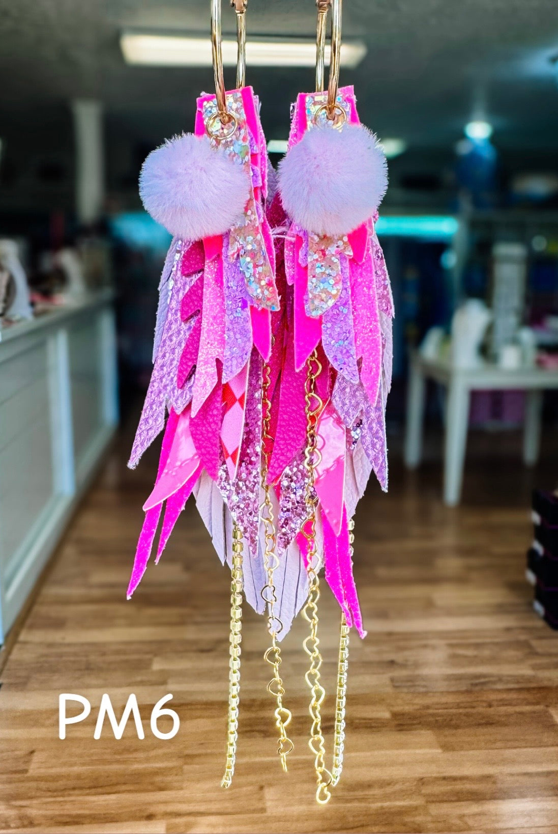 Jak Sprat Pink Monochromatic Collection: Medium Mic Drop Dangles-Earrings-Dear Me Southern Boutique, located in DeRidder, Louisiana