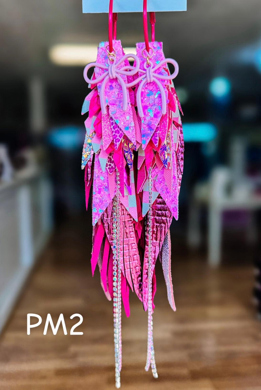 Jak Sprat Pink Monochromatic Collection: Mega Mic Drop Dangles-Earrings-Dear Me Southern Boutique, located in DeRidder, Louisiana
