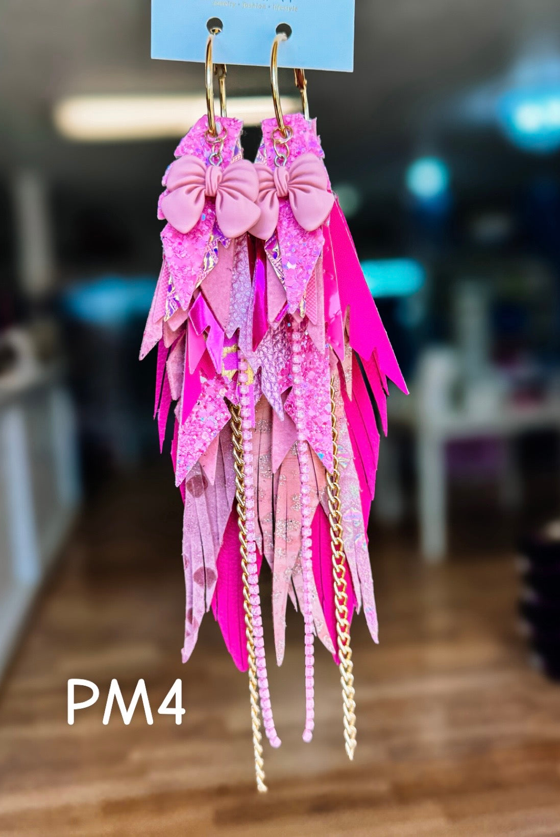 Jak Sprat Pink Monochromatic Collection: Mega Mic Drop Dangles-Earrings-Dear Me Southern Boutique, located in DeRidder, Louisiana