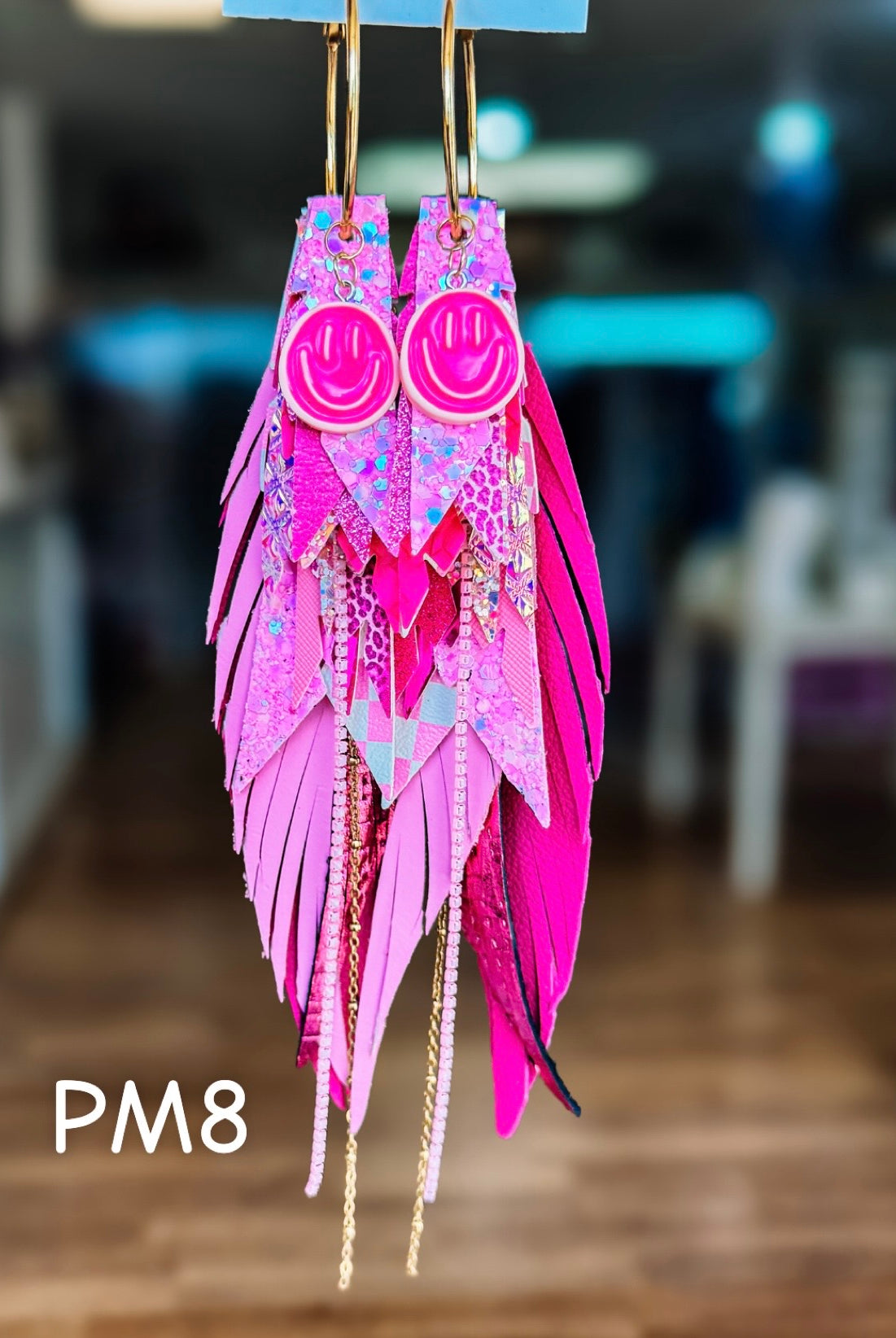 Jak Sprat Pink Monochromatic Collection: Mega Mic Drop Dangles-Earrings-Dear Me Southern Boutique, located in DeRidder, Louisiana