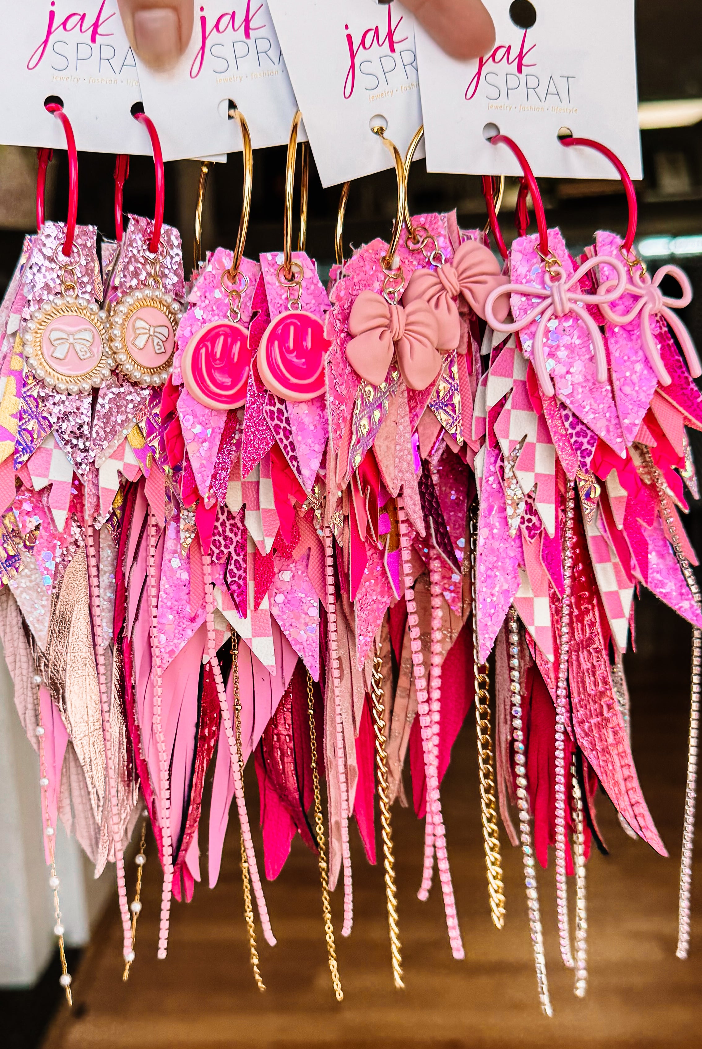 Jak Sprat Pink Monochromatic Collection: Mega Mic Drop Dangles-Earrings-Dear Me Southern Boutique, located in DeRidder, Louisiana